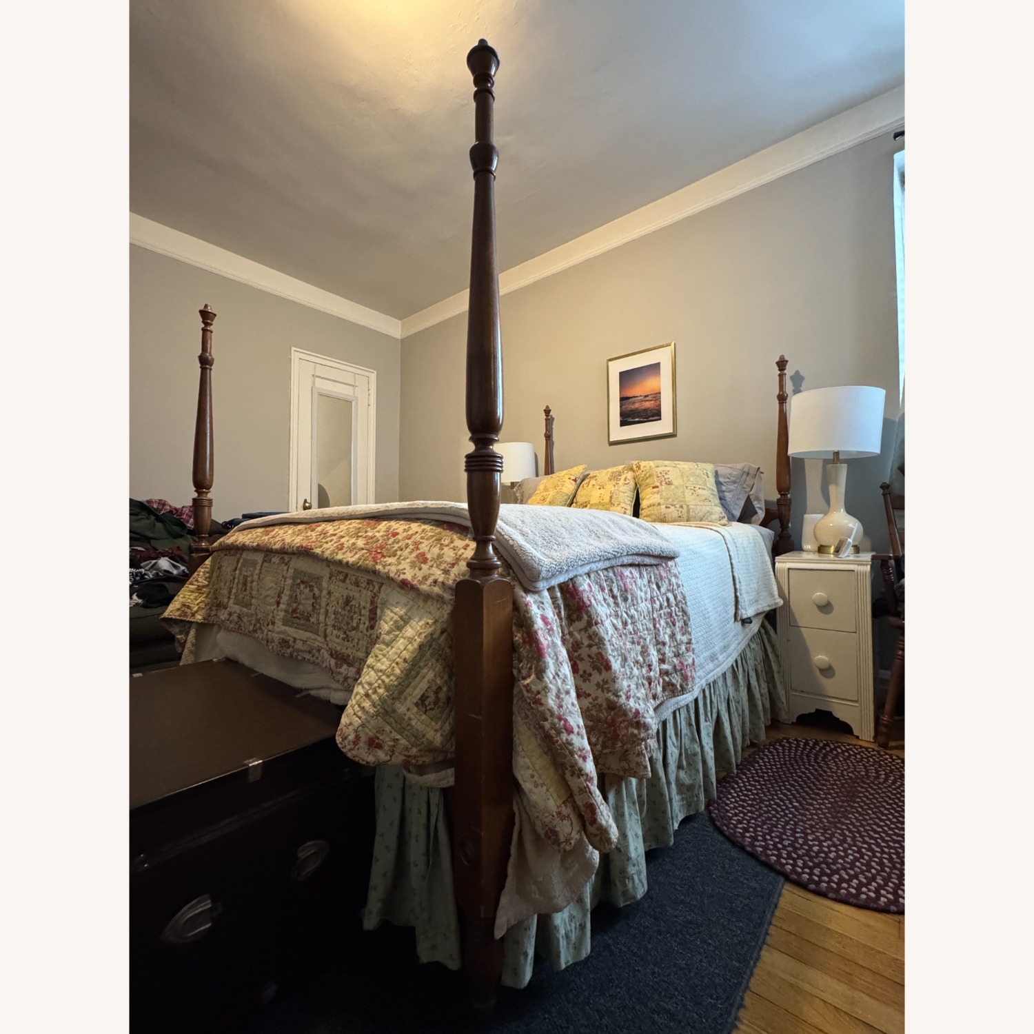 Antique Four-Post Wooden Bed Frame - image-2