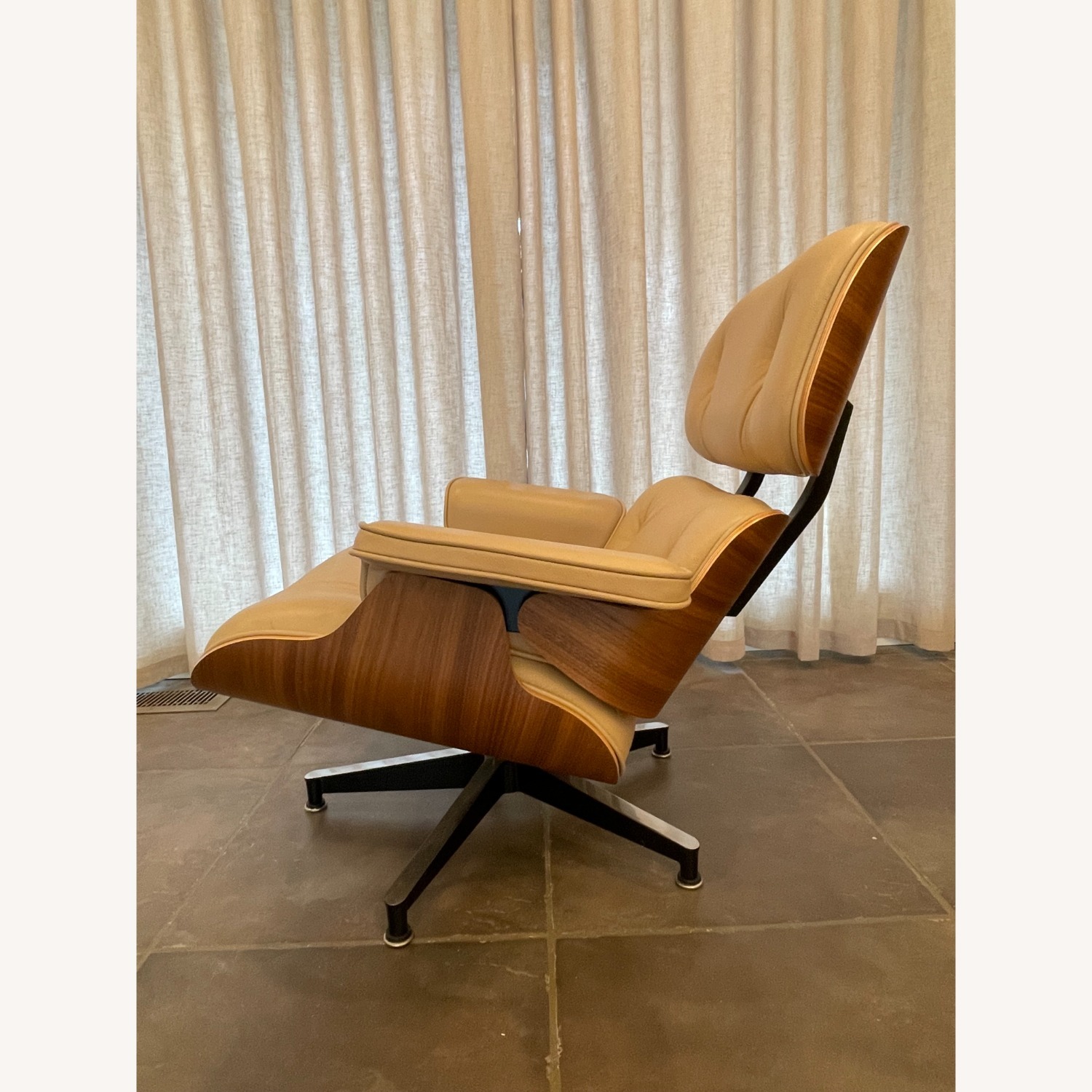 Eames Lounge Chair + Ottoman in Tan Leather - image-6