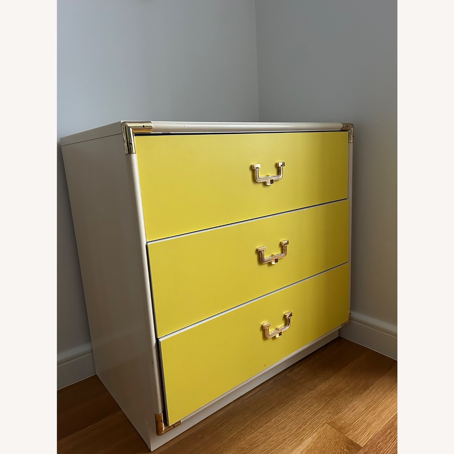 Bassett Campaign Yellow White Wood Dresser