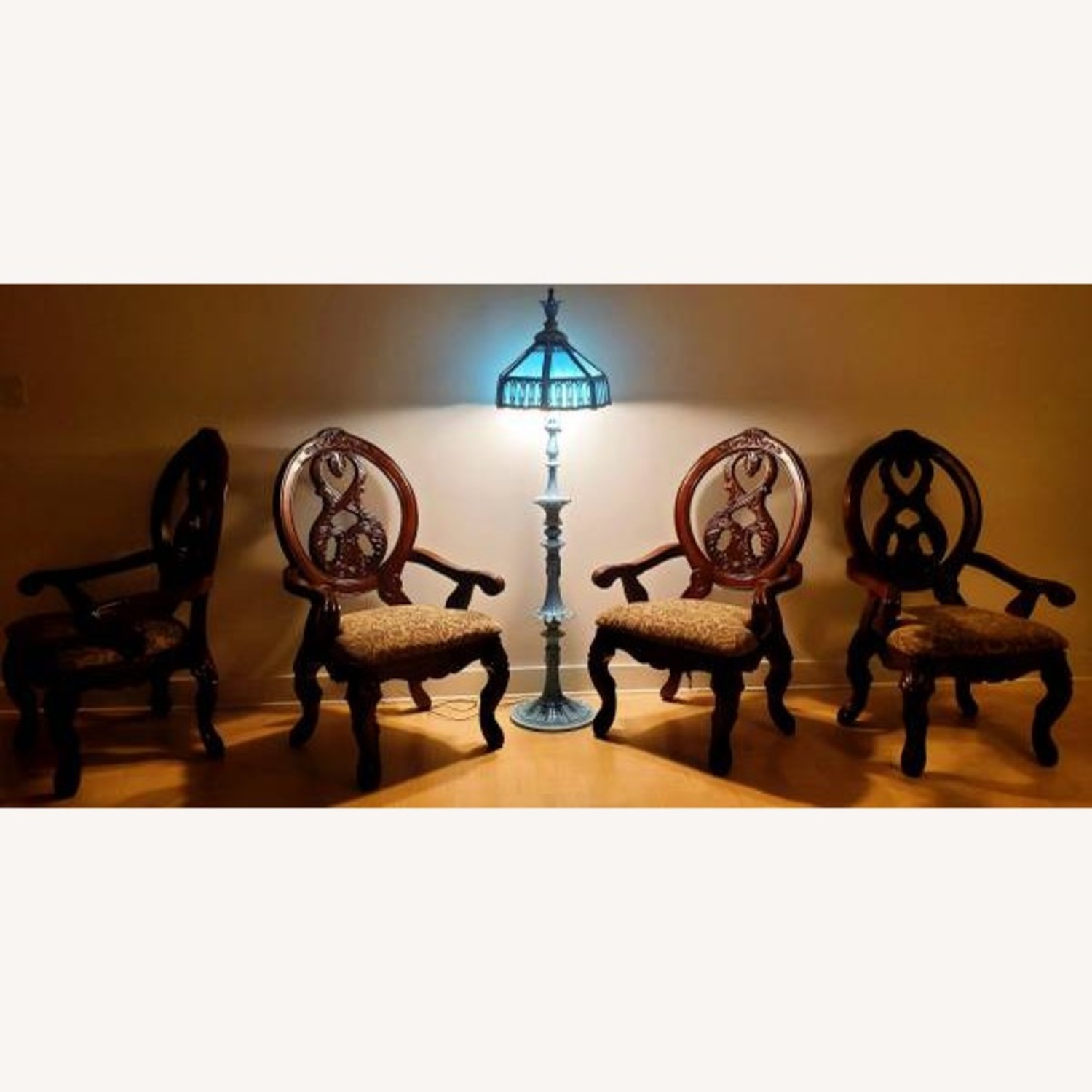 Stained Slag Glass Tiffany Floor Lamp  - image-6