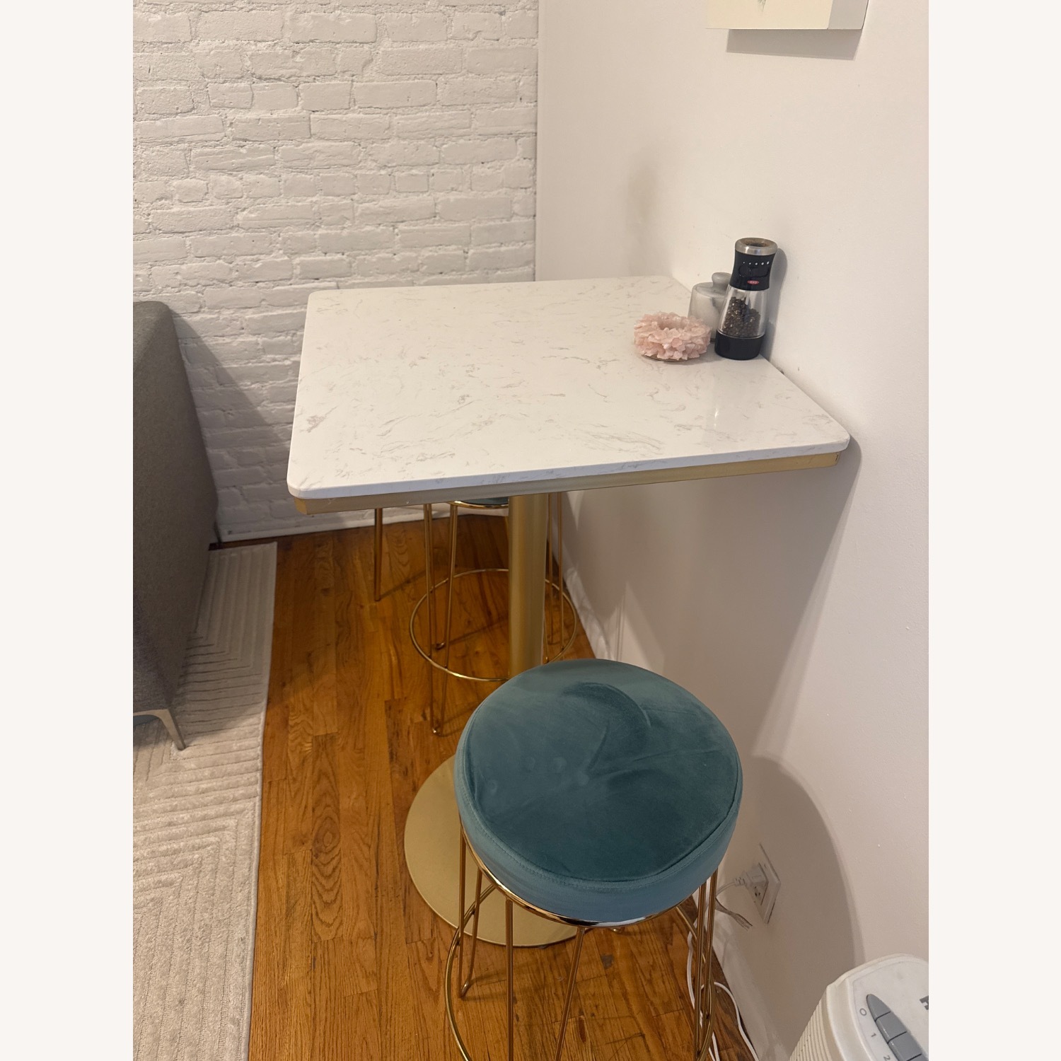 Marble / Gold Bar-Top Table + Bar Stools - image-3