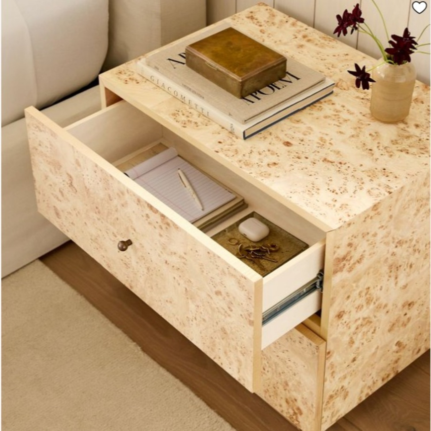 West Elm Burl Nightstand 26" - image-2