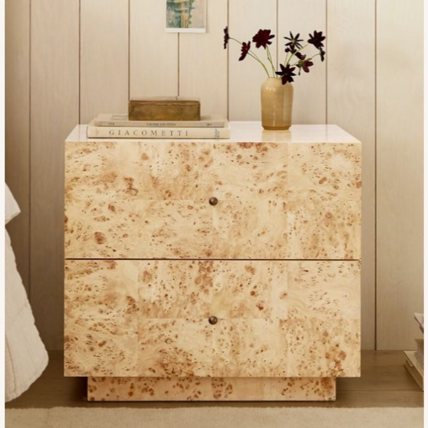 West Elm Burl Nightstand 26" - image-1