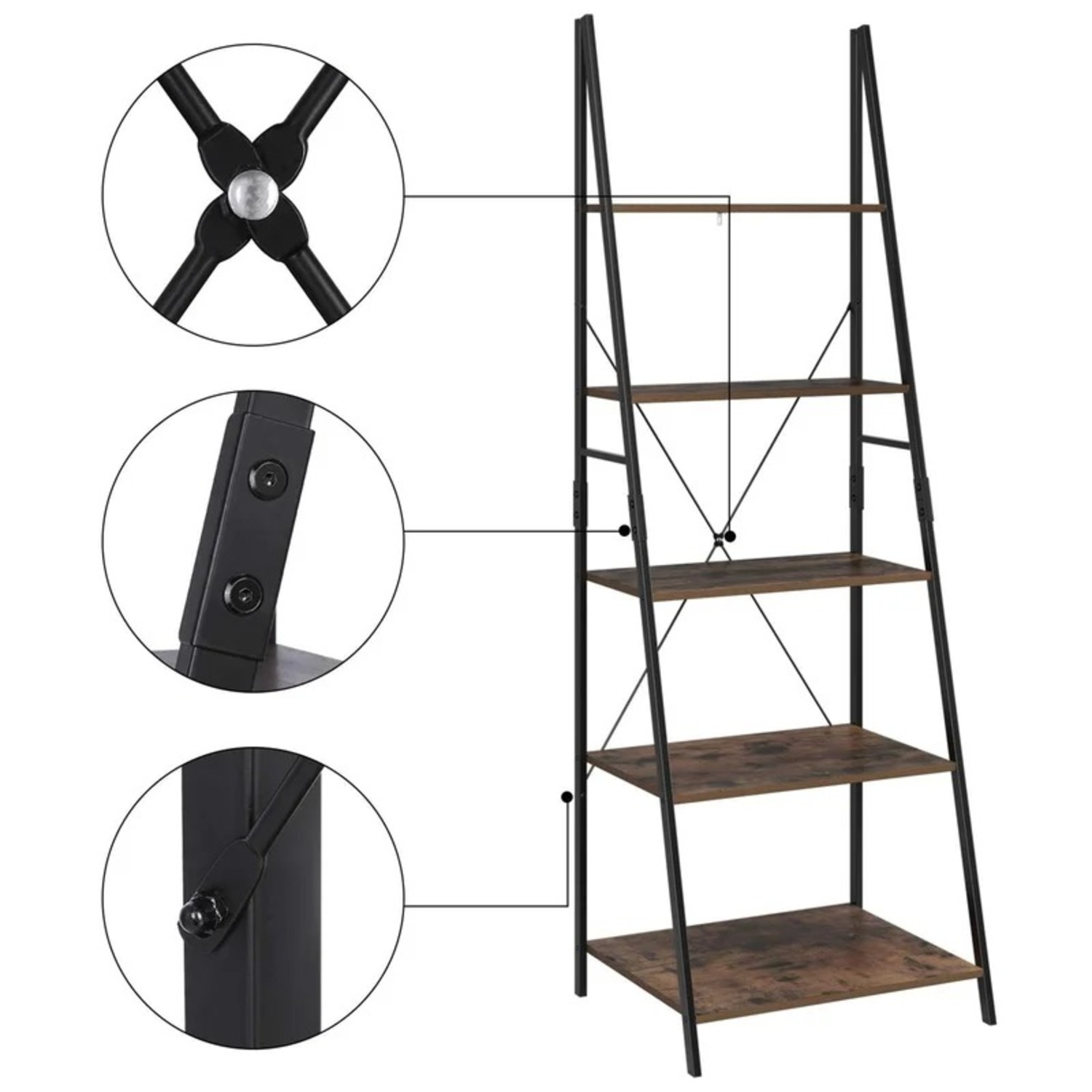 Zipcode Design Forbell 5 Tier Ladder Shelf Freestanding Display Bookcase - image-3