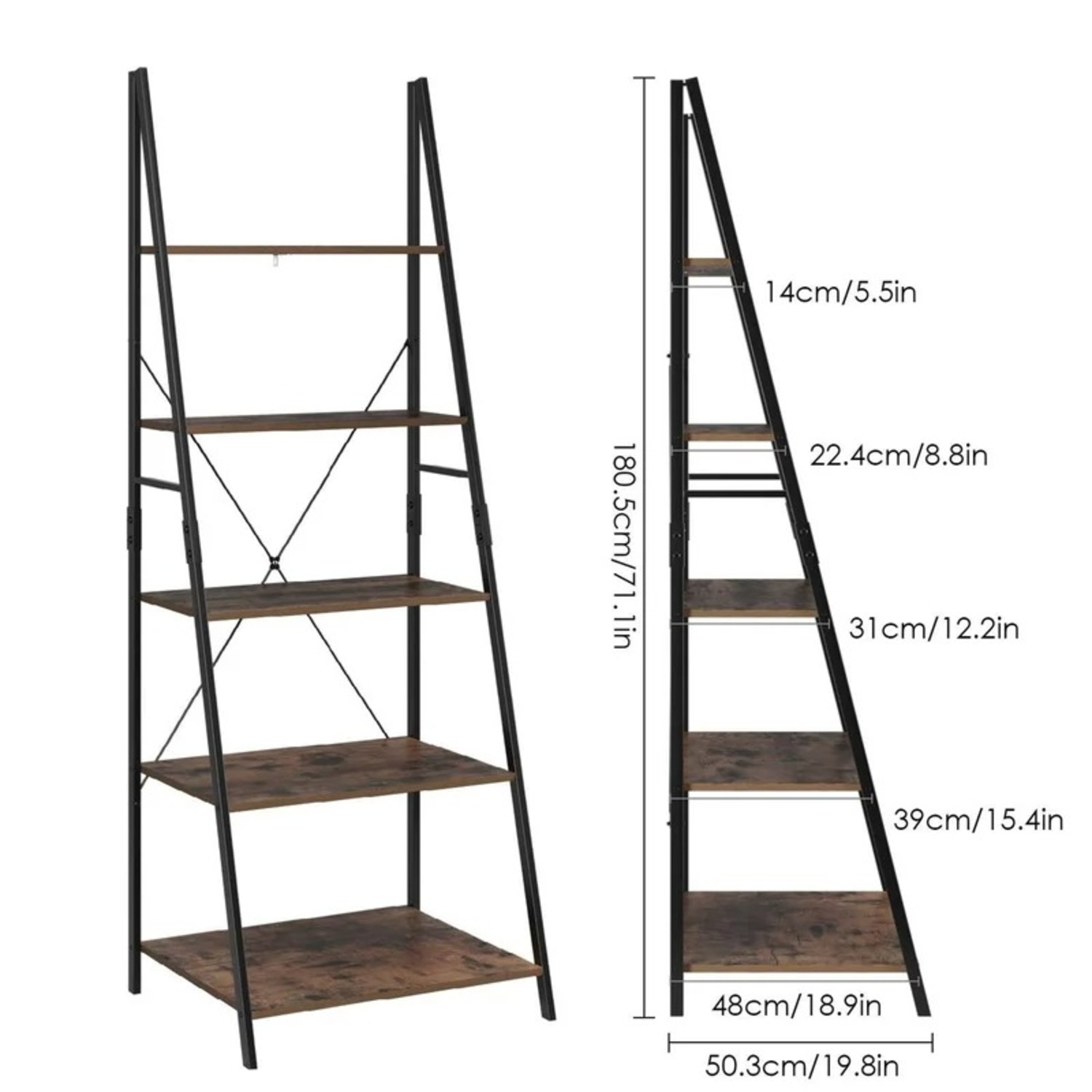 Zipcode Design Forbell 5 Tier Ladder Shelf Freestanding Display Bookcase - image-2