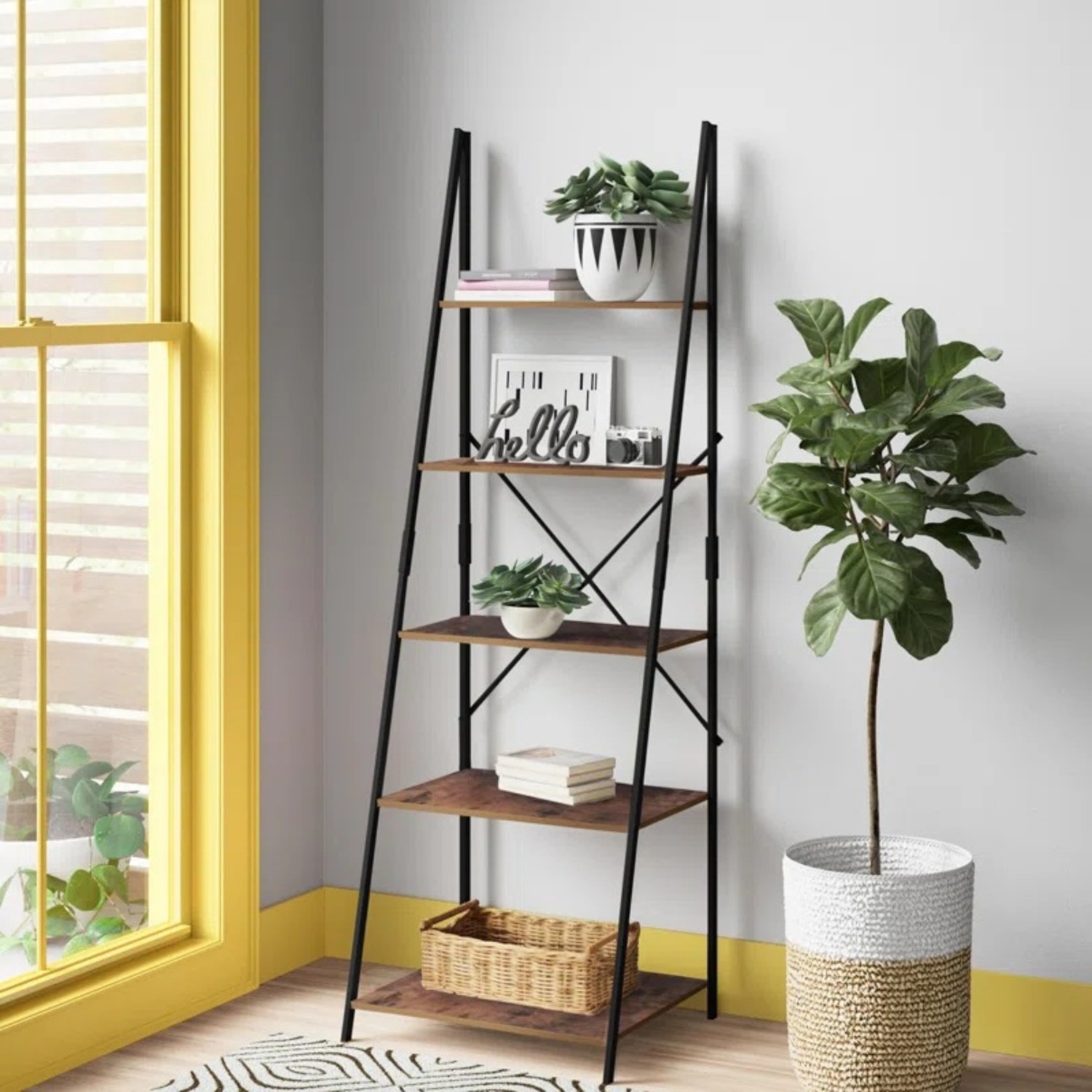 Zipcode Design Forbell 5 Tier Ladder Shelf Freestanding Display Bookcase - image-1