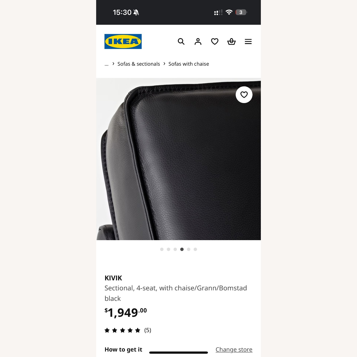 IKEA KIVIK Sectional Leather 4 Seater Sofa - image-7