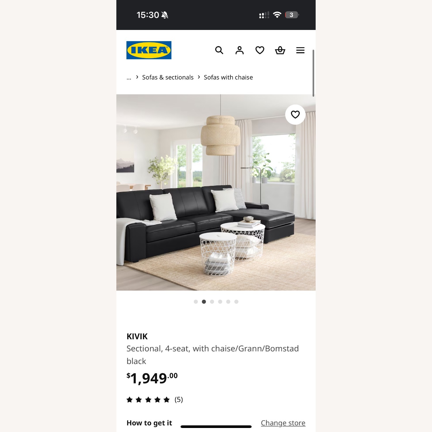 IKEA KIVIK Sectional Leather 4 Seater Sofa - image-6