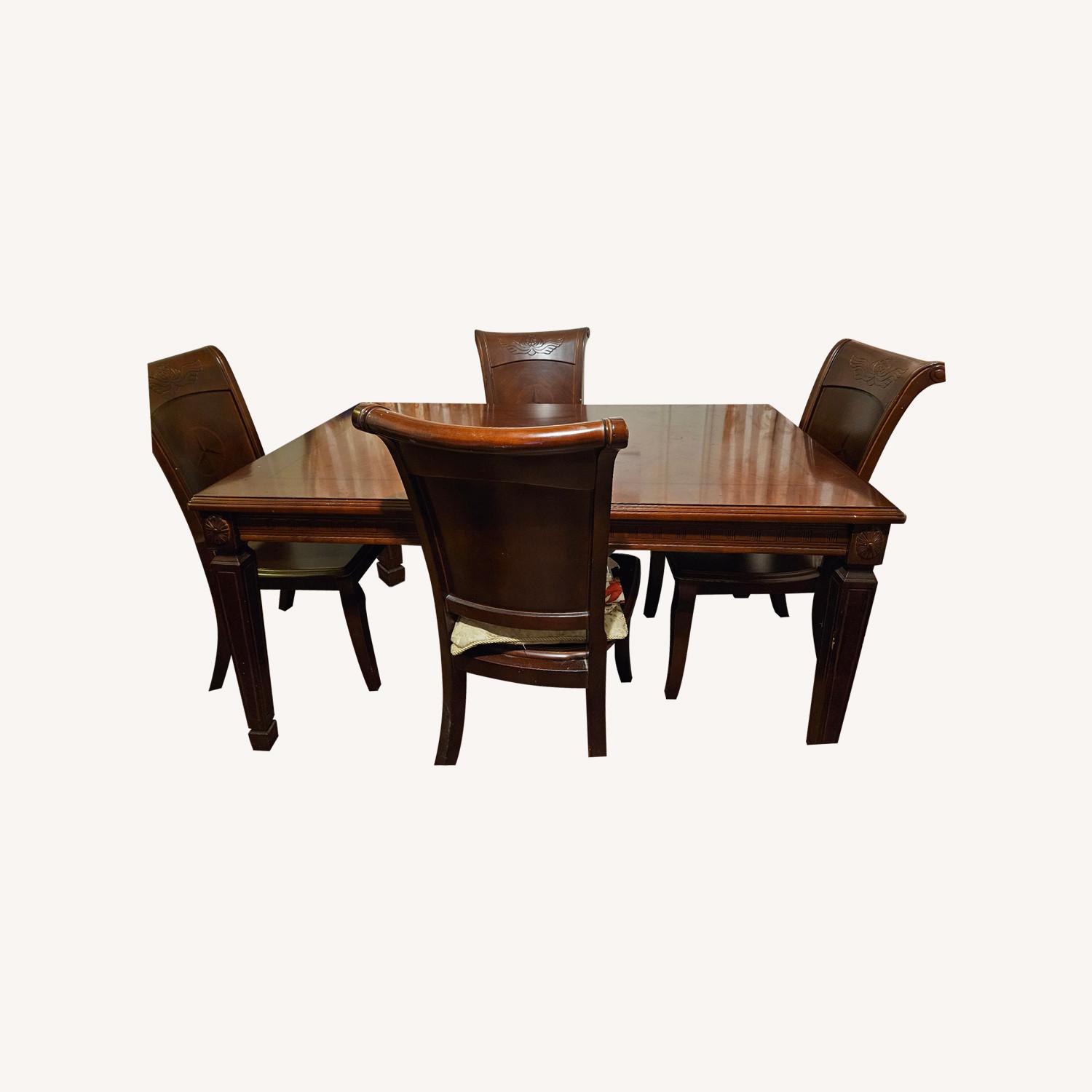 Oak Wood Interiors Dark Brown Table with 4 Chairs - AptDeco