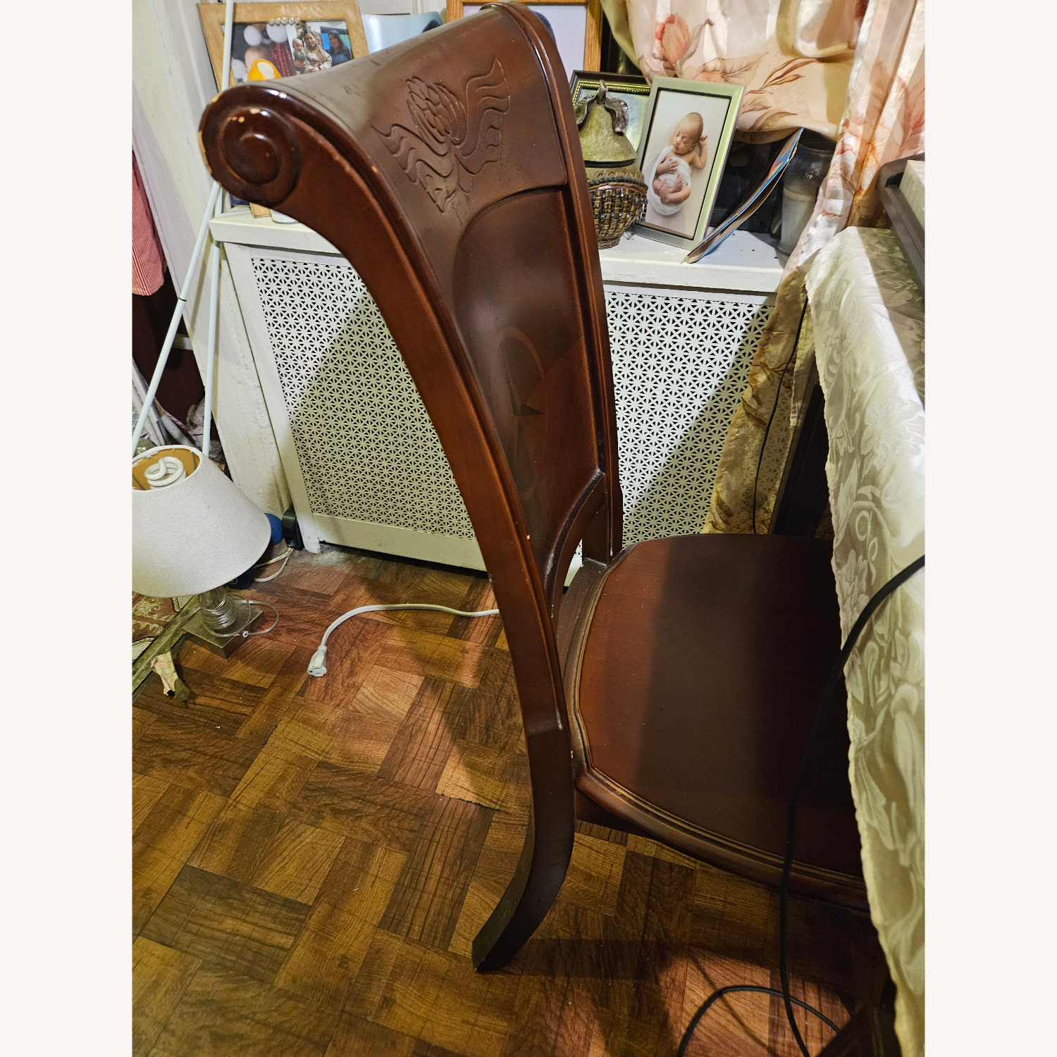 Oak Wood Interiors Dark Brown Table with 4 Chairs - AptDeco