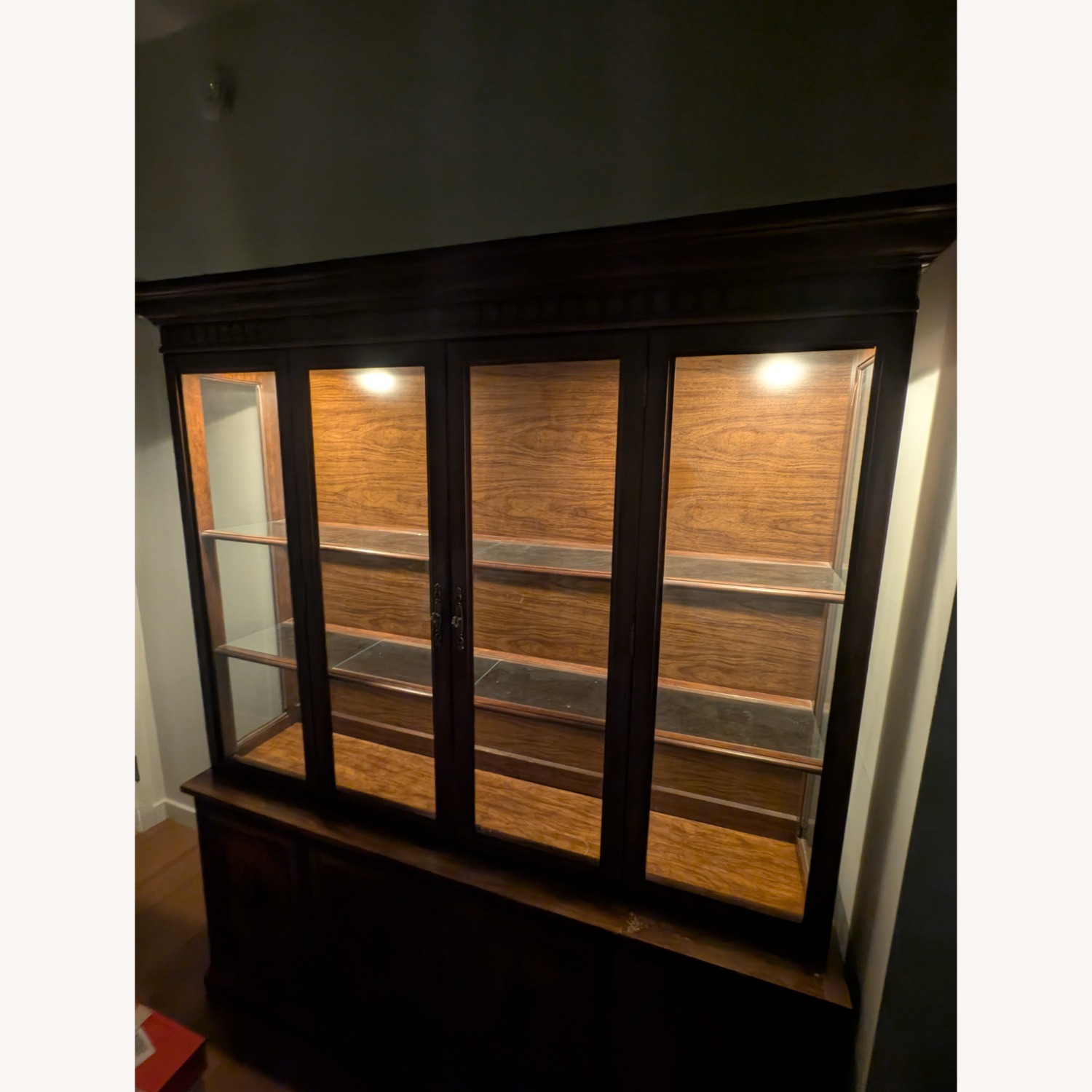 Antique Glass-front China Cabinet Hutch - image-4