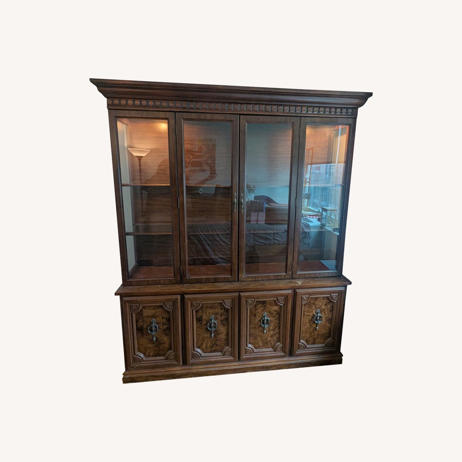 Antique Glass-front China Cabinet Hutch - image-0