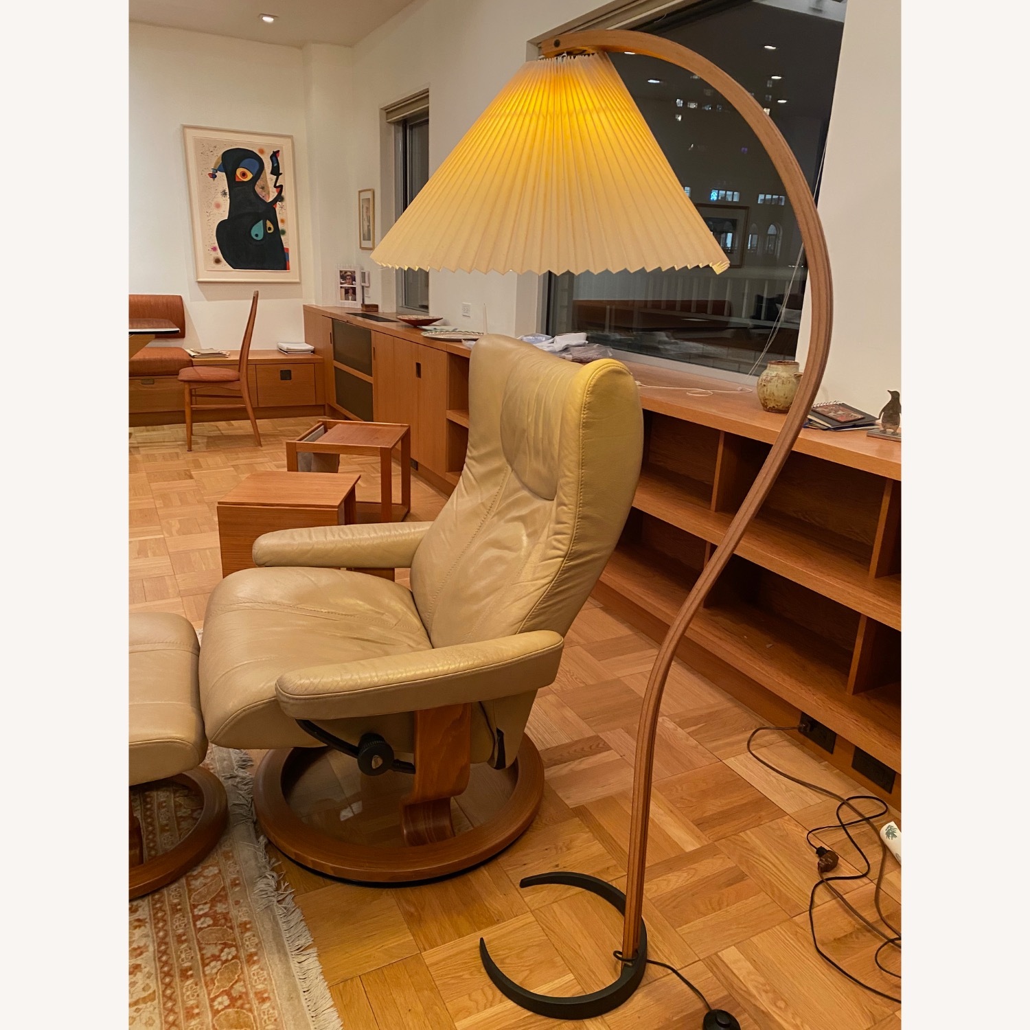 Caprani Bent Teak Floor Lamp on Iron Base - image-1