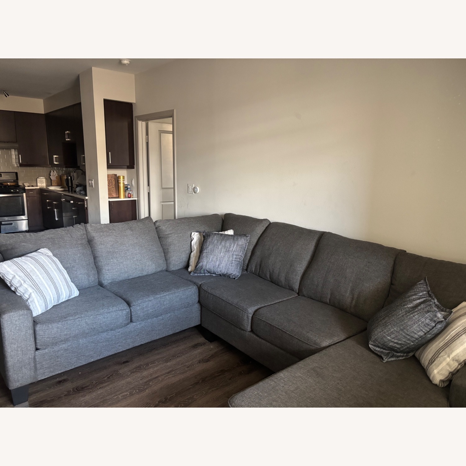 Charcoal Gray Lucy Tux Sofa - image-1