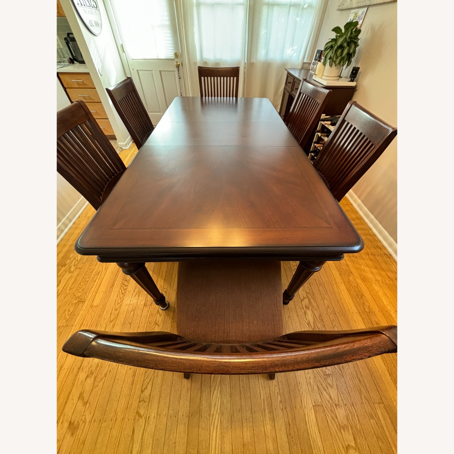 Wood Table with 6 Chairs and Leaf - AptDeco