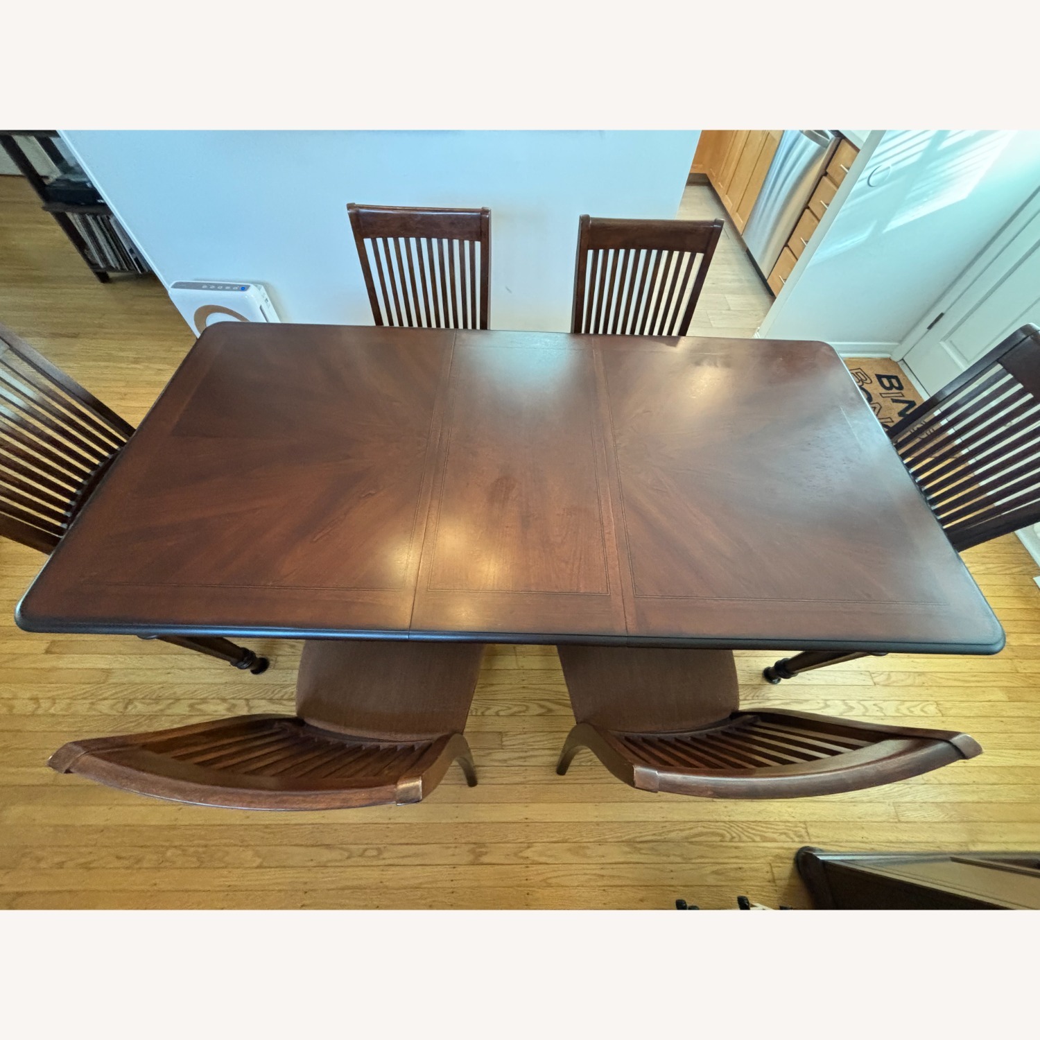 Wood Table with 6 Chairs and Leaf - AptDeco