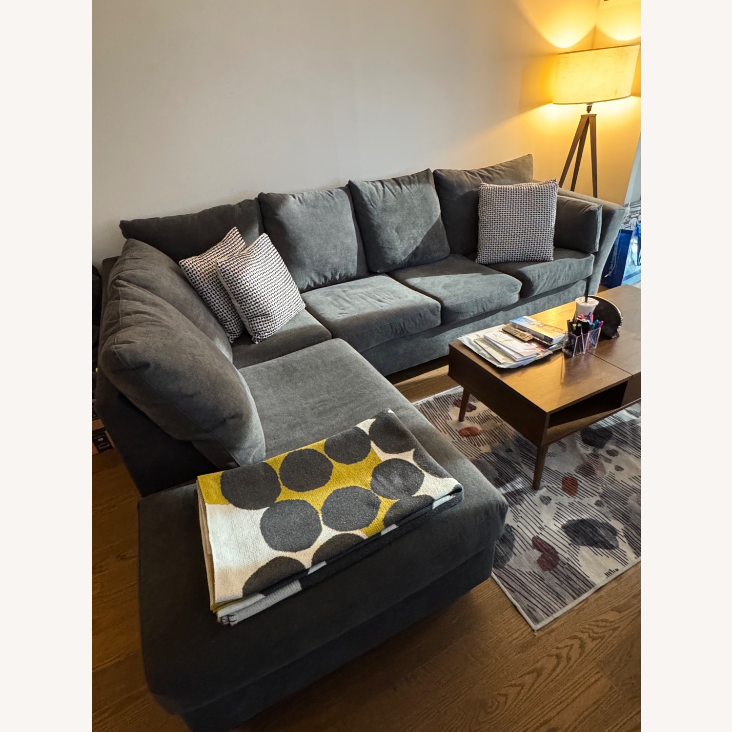 Bob's Discount Furniture Virgo Charcoal 119'' 2 Piece Chaise Sectional - image-1