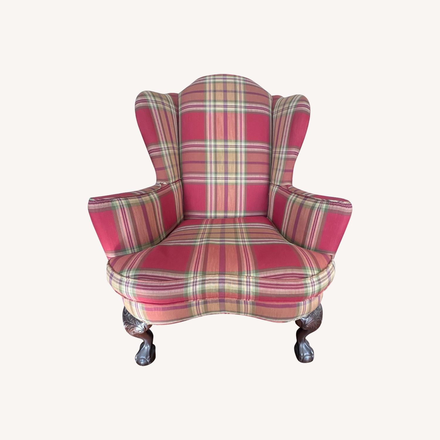 Ethan Allen Red Plaid Chair - image-0