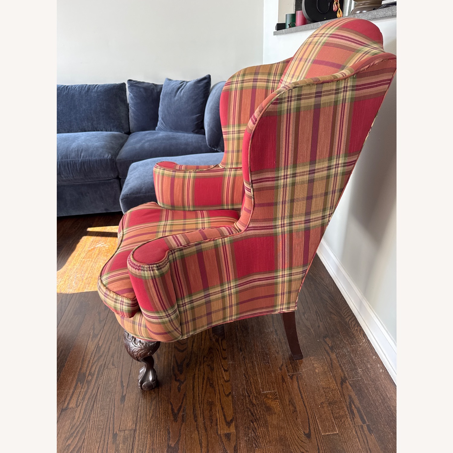 Ethan Allen Red Plaid Chair - image-2