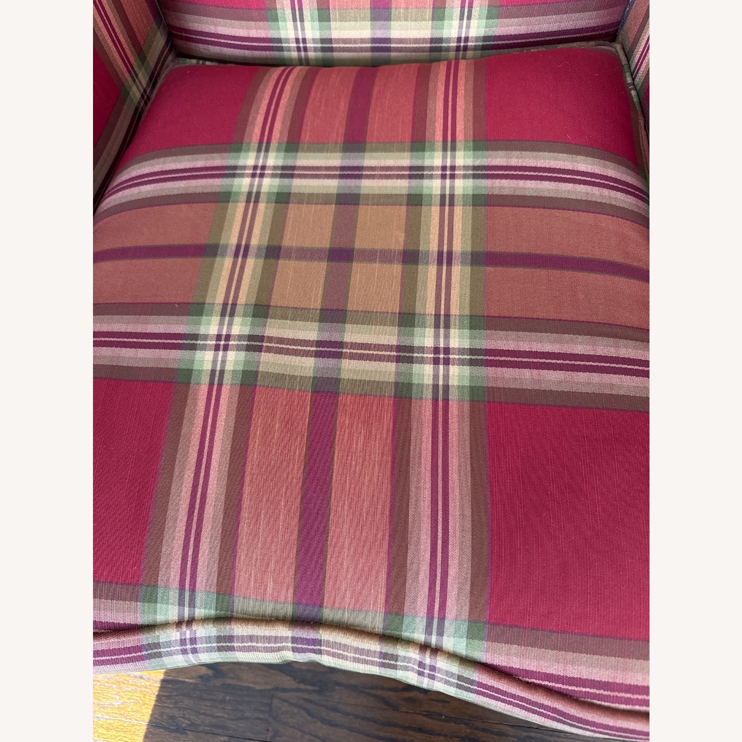 Ethan Allen Red Plaid Chair - image-3
