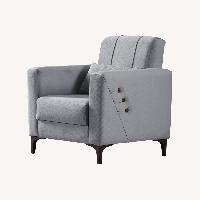 Modern Light Grey Accent Chair with Wooden Details