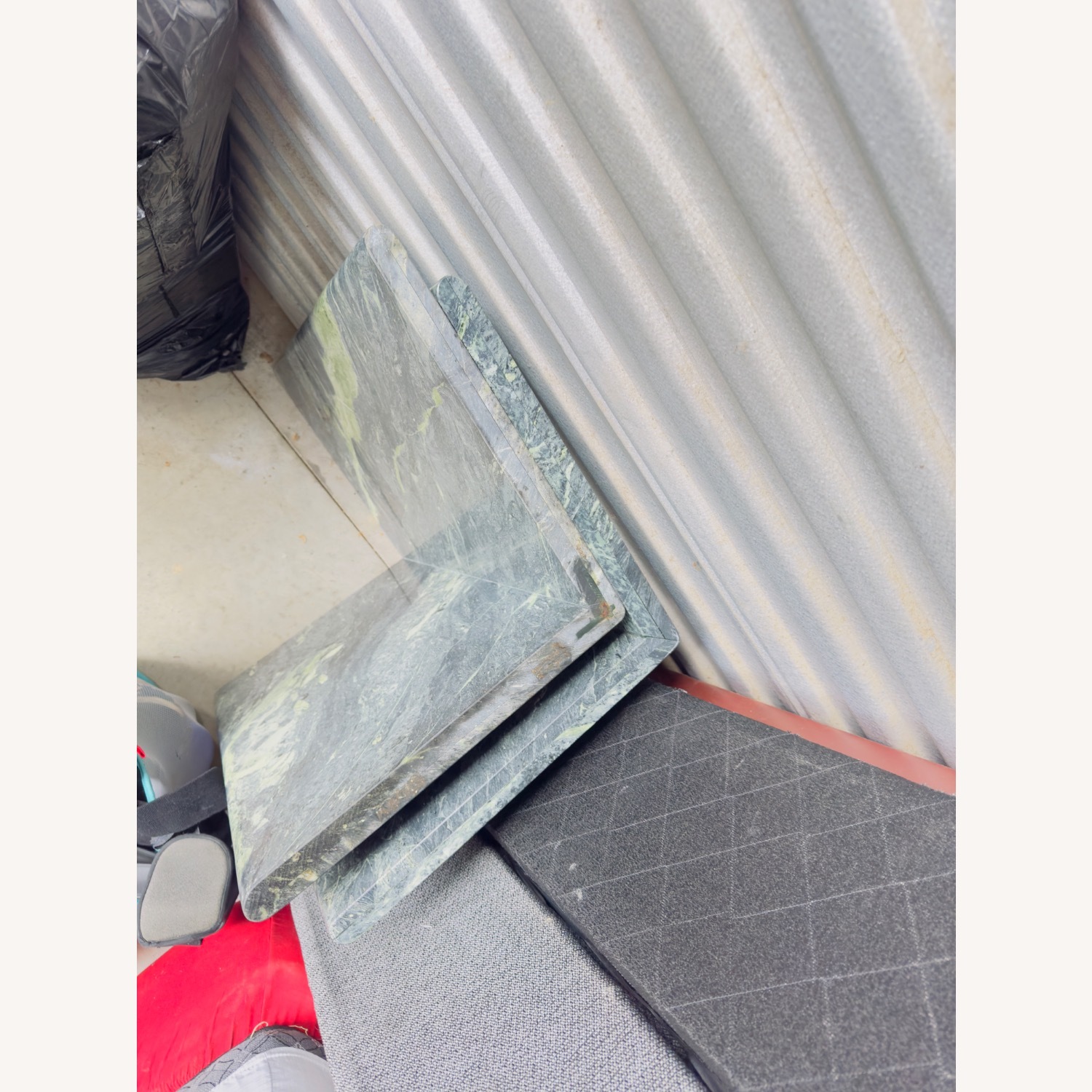  Mid Century Glass Top And Marble Base Dining Table - image-1