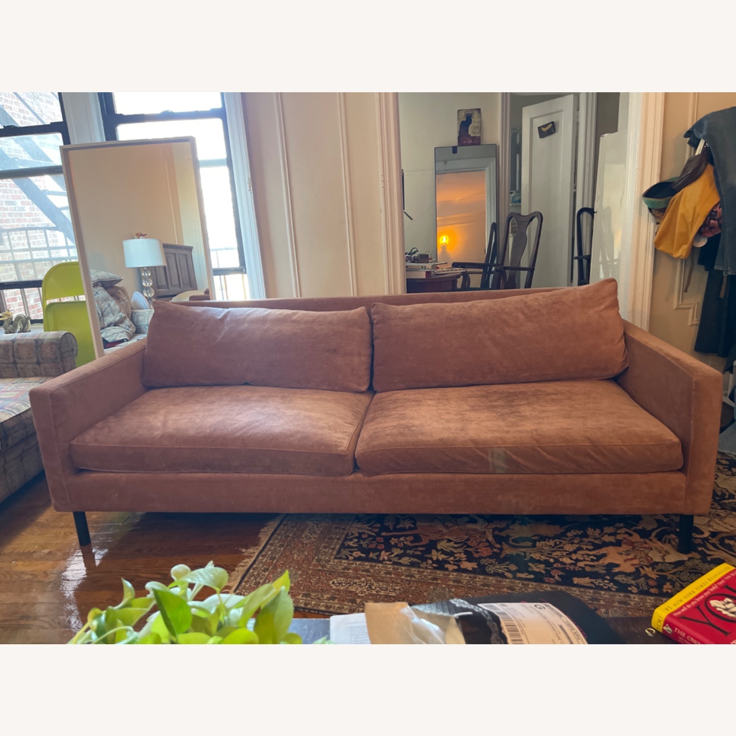 ABC Carpet & Home Salmon Color 3 Seat Couch - image-3