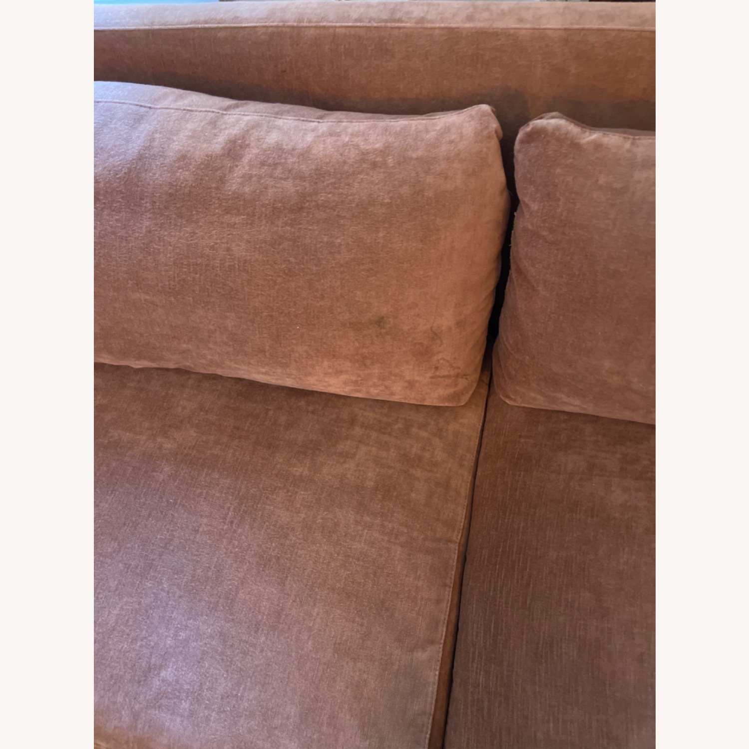 ABC Carpet & Home Salmon Color 3 Seat Couch - image-5
