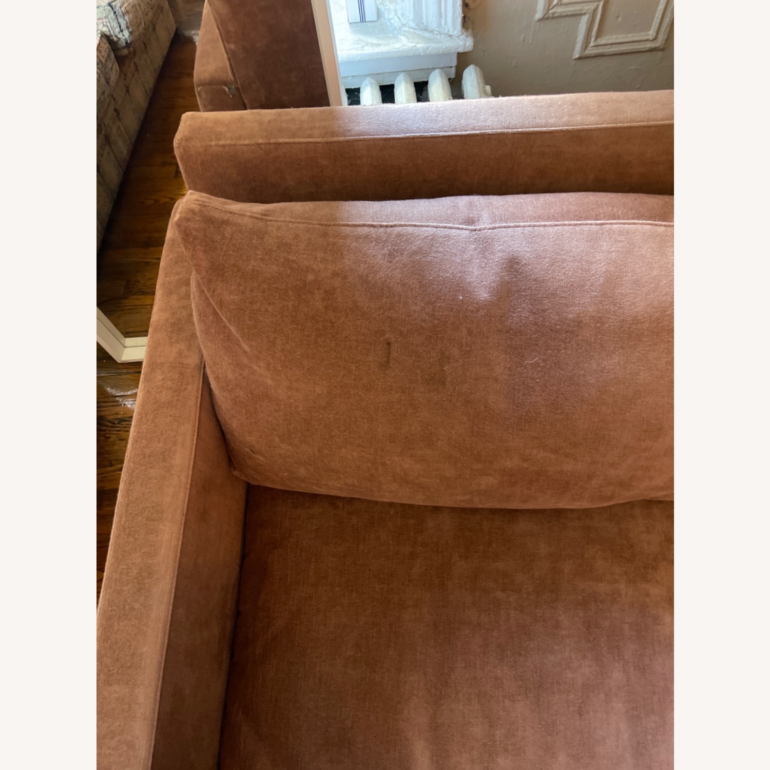 ABC Carpet & Home Salmon Color 3 Seat Couch - image-4