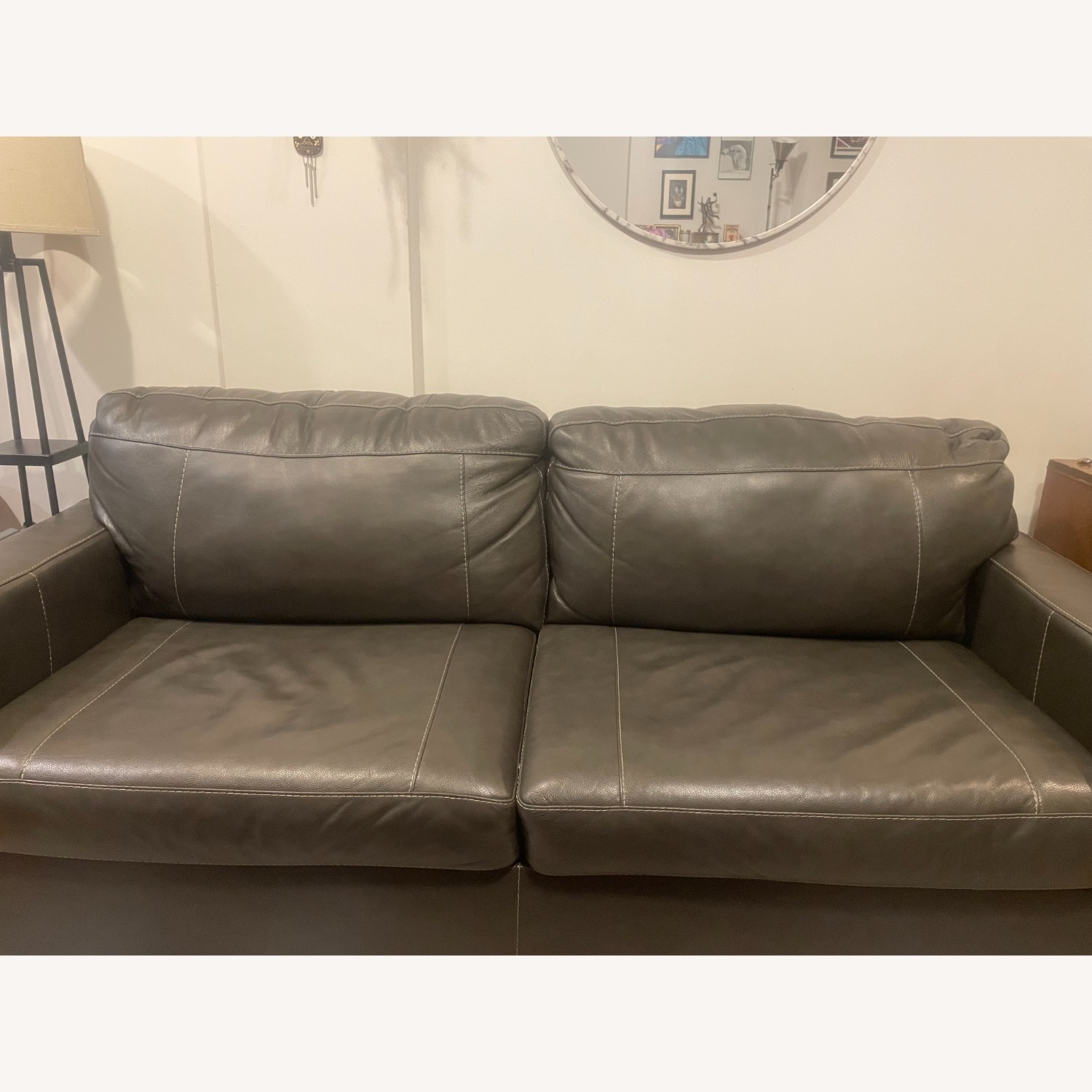 Morelos Gray Leather Queen Size Sofa - image-1