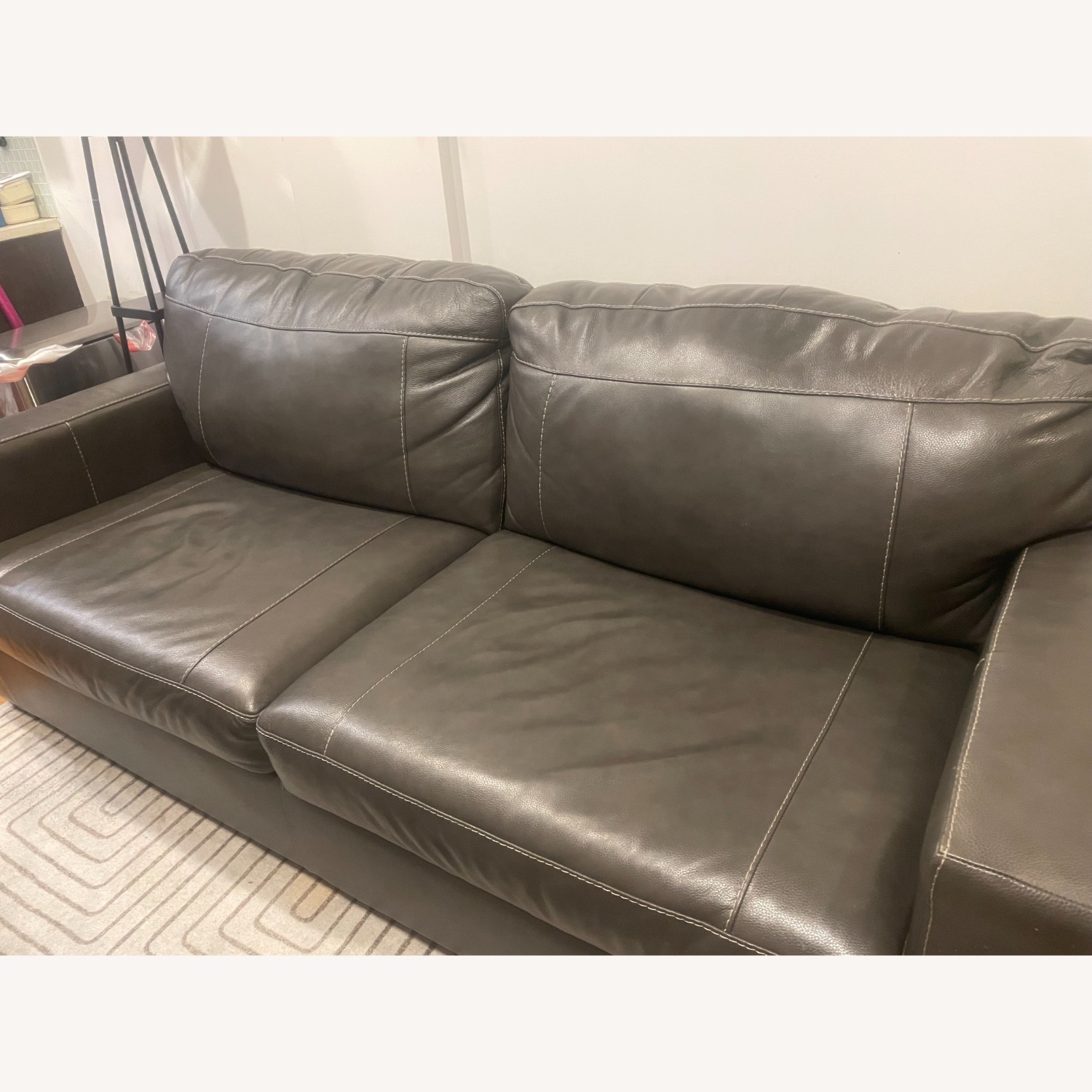 Morelos Gray Leather Queen Size Sofa - image-4
