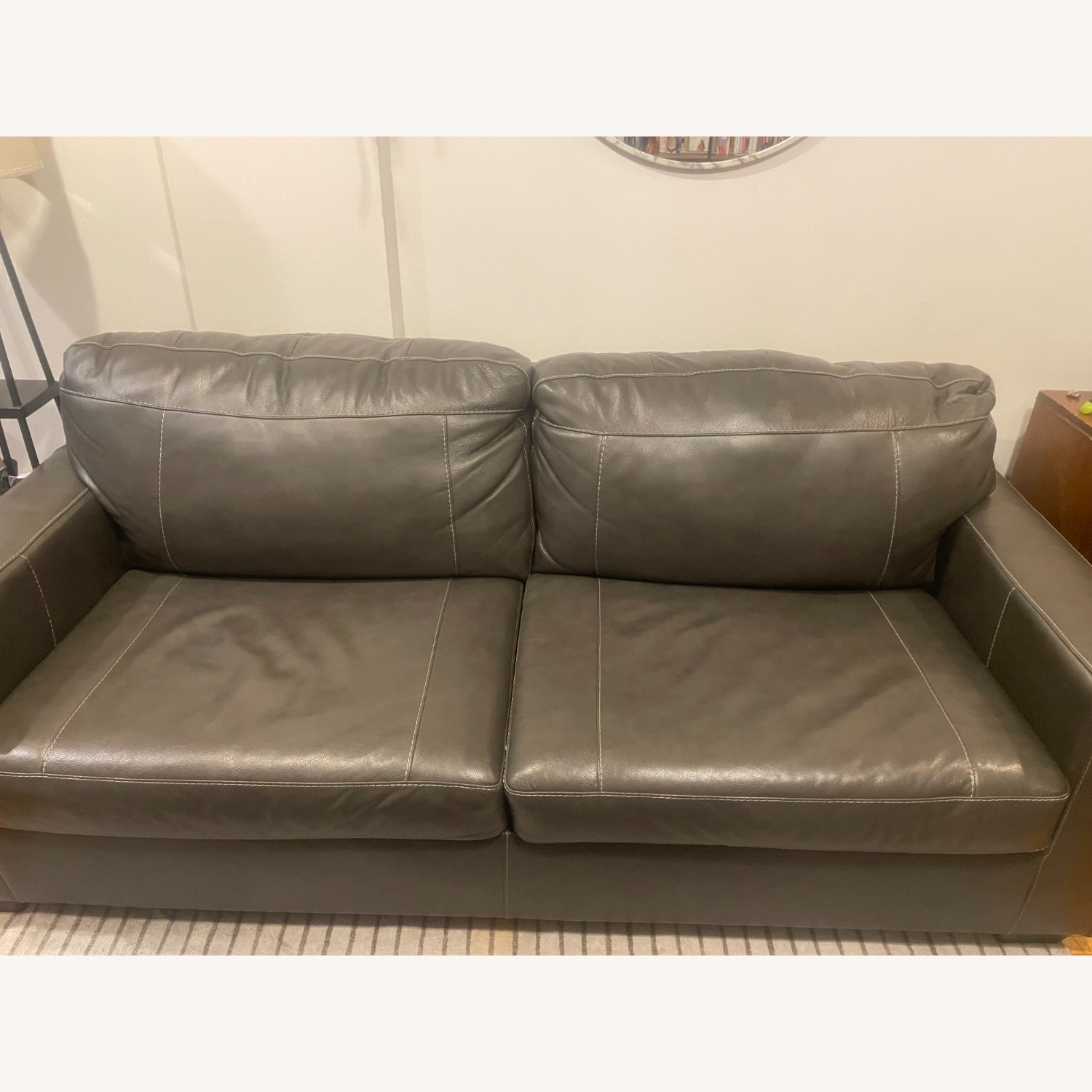Morelos Gray Leather Queen Size Sofa - image-3