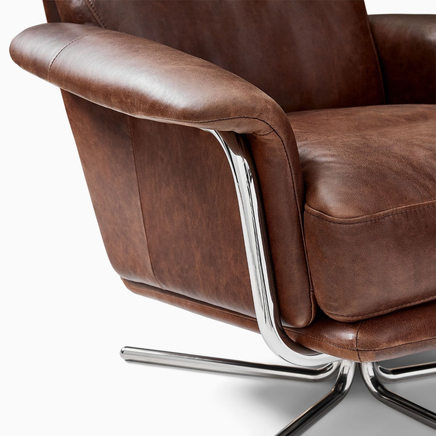West Elm Kristoff Leather Swivel Chair - image-8