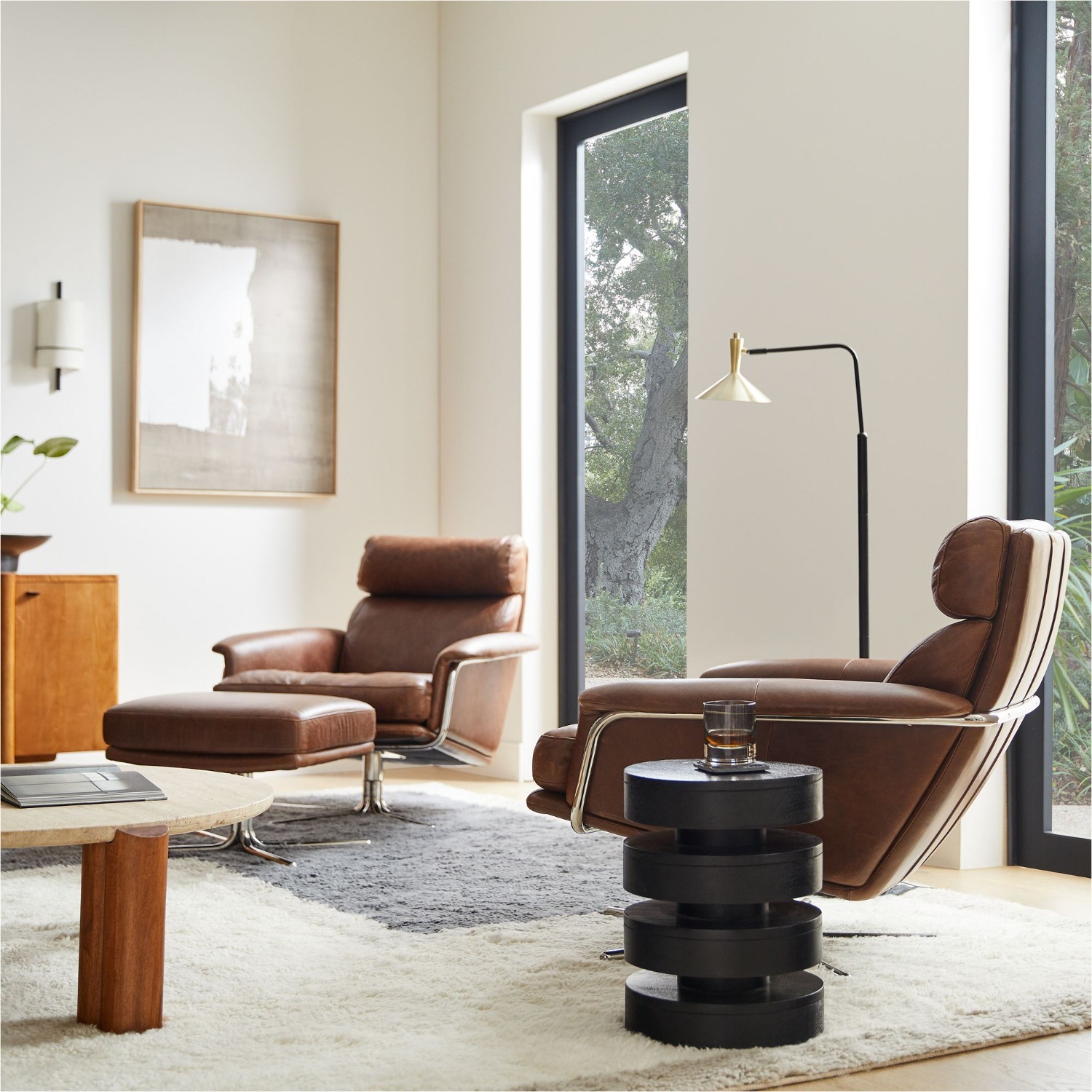 West Elm Kristoff Leather Swivel Chair - image-4