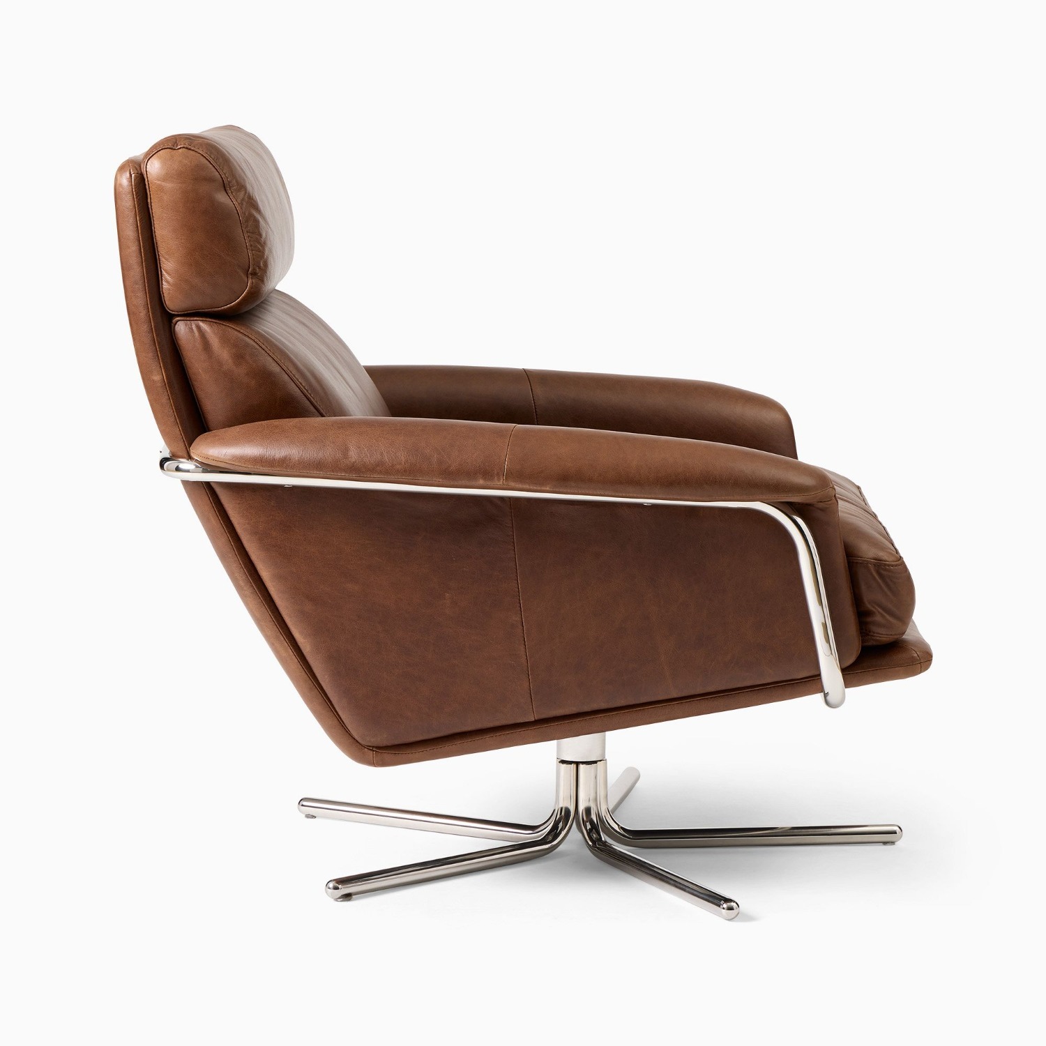 West Elm Kristoff Leather Swivel Chair - image-3
