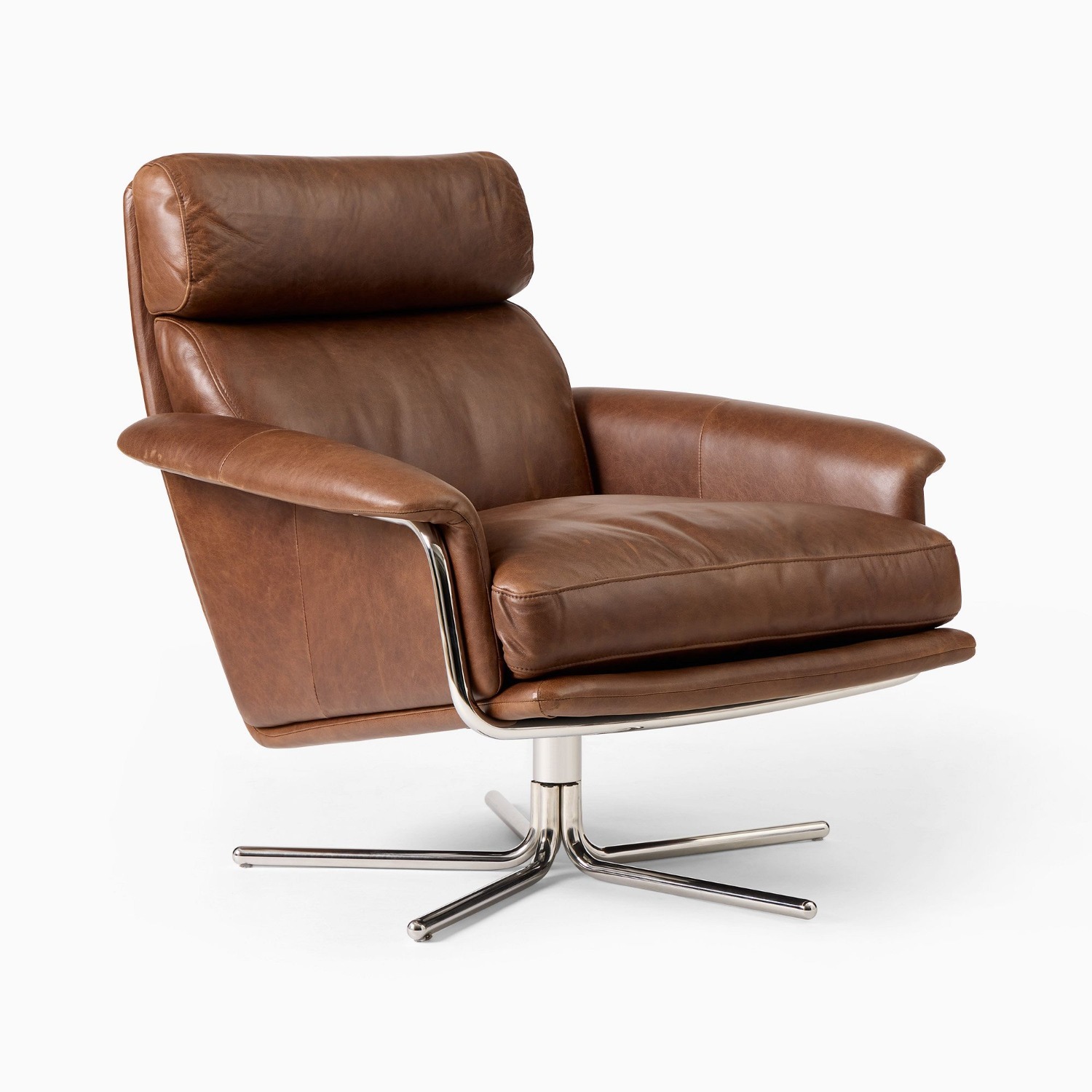 West Elm Kristoff Leather Swivel Chair - image-7