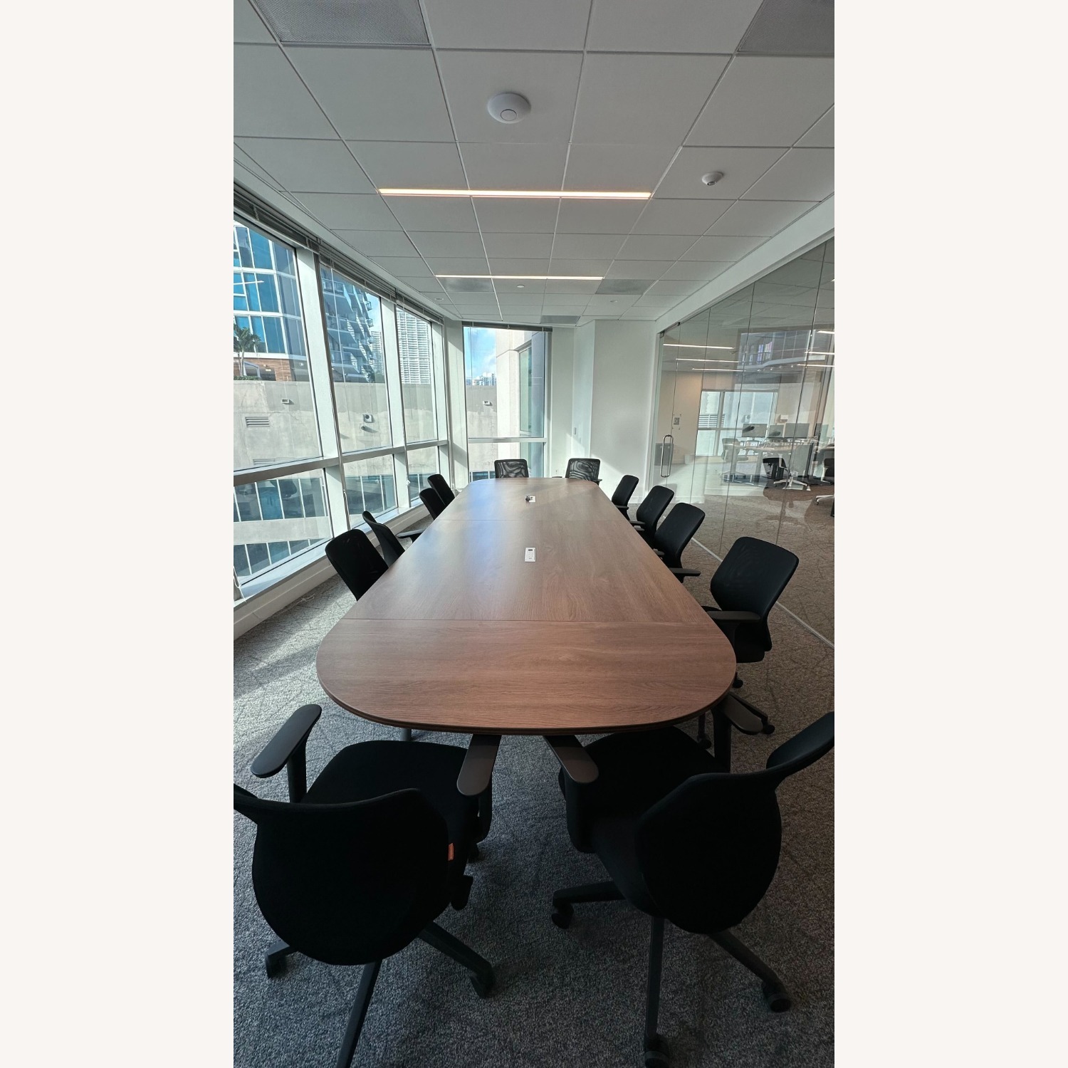 Poppin Wooden Large Conference Table - Built in Plugs - image-1