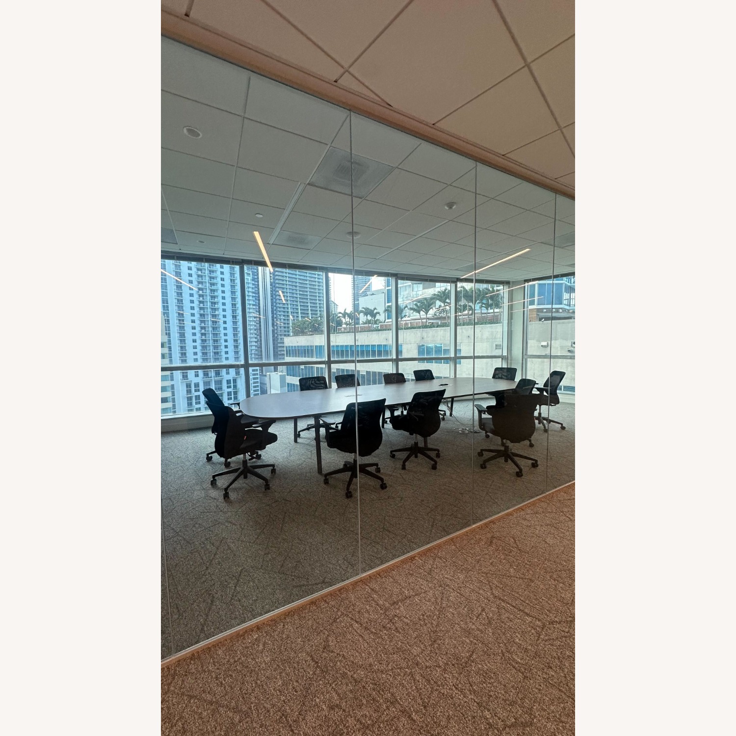 Poppin Wooden Large Conference Table - Built in Plugs - image-2