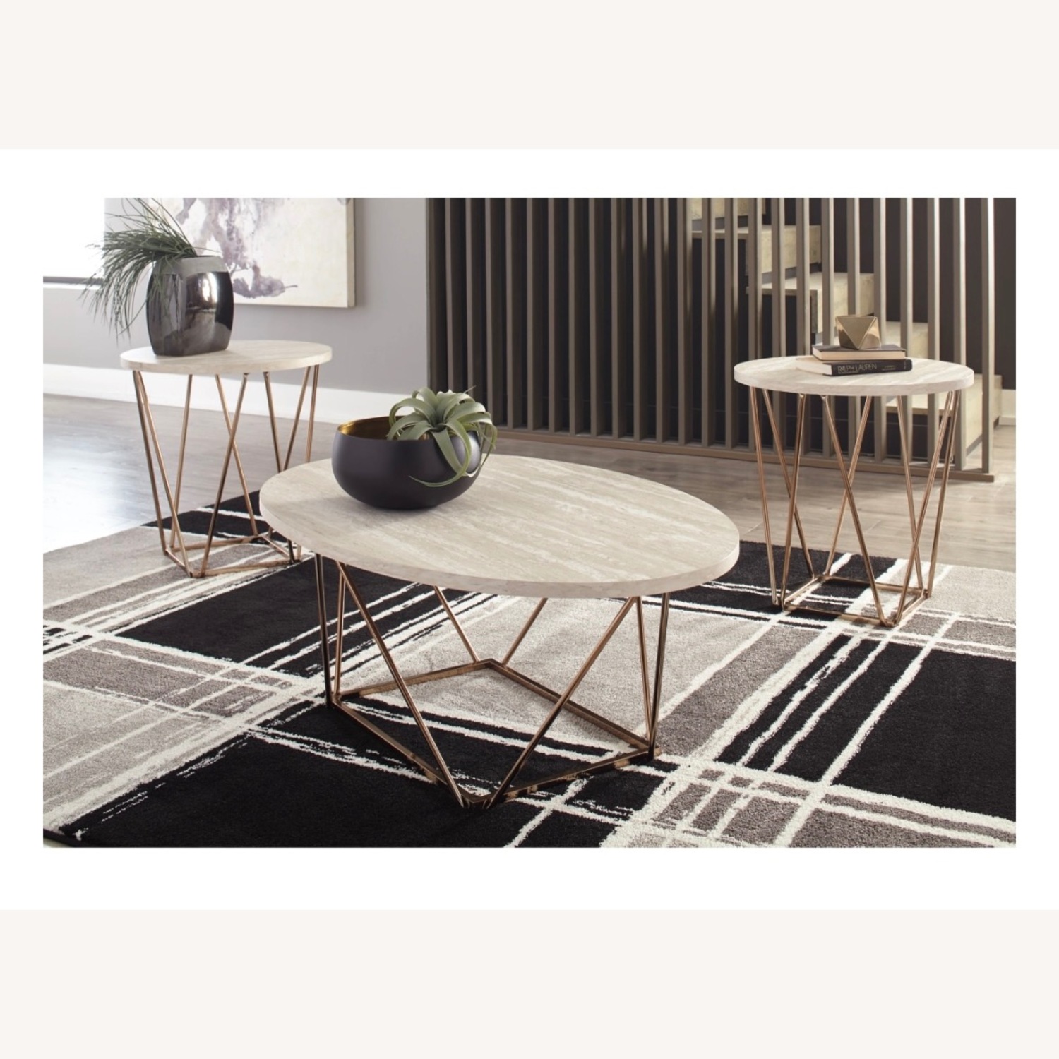 Ashley Marble Coffee Table Set of 3 - image-4