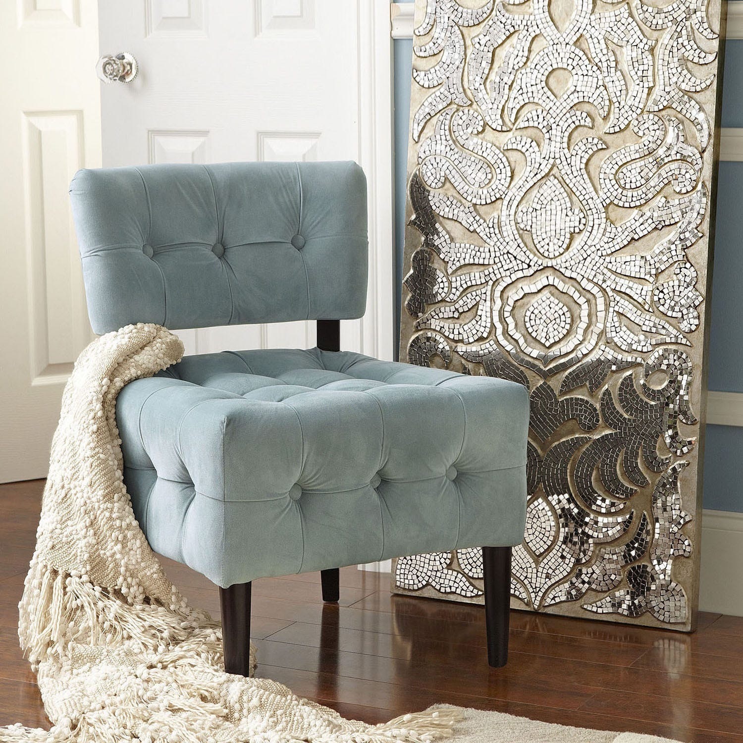 Pier 1 Champagne Mirrored Mosaic Damask Wall Panel - image-1