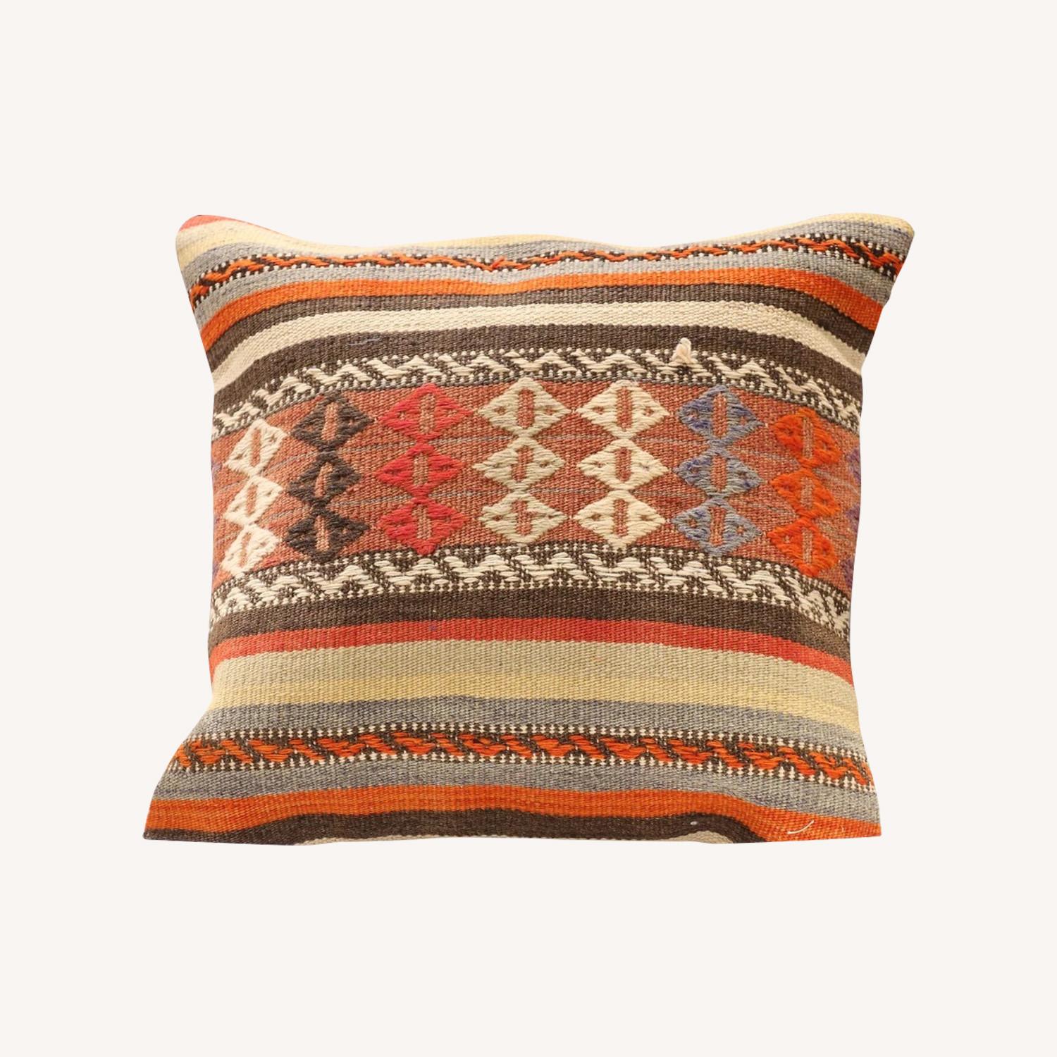 Vintage Handwoven Rustic Turkish Pillow - image-0