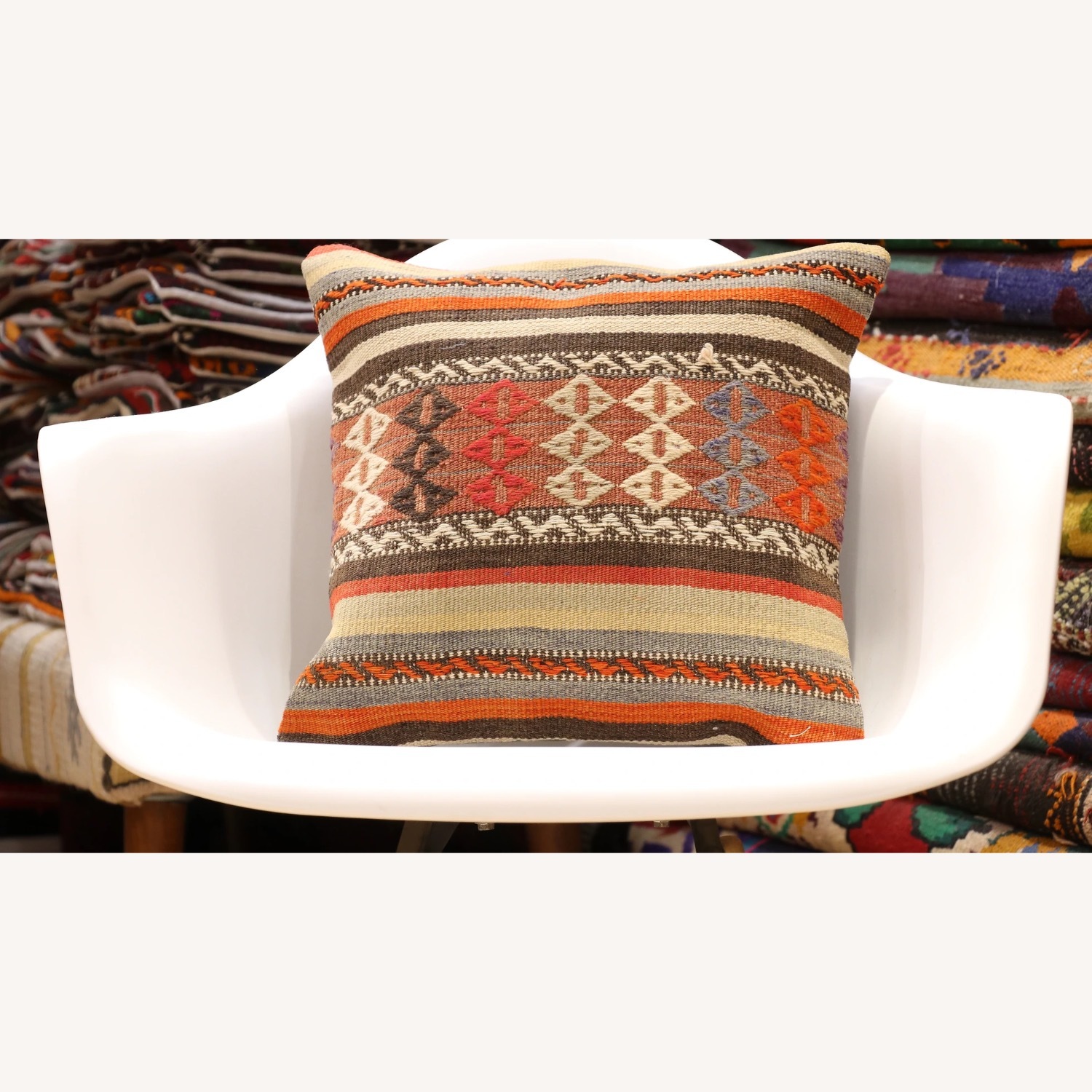 Vintage Handwoven Rustic Turkish Pillow - image-2