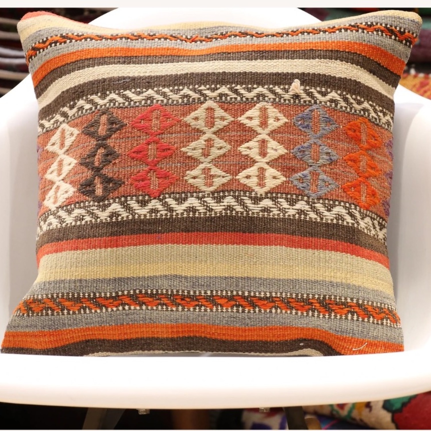 Vintage Handwoven Rustic Turkish Pillow - image-3