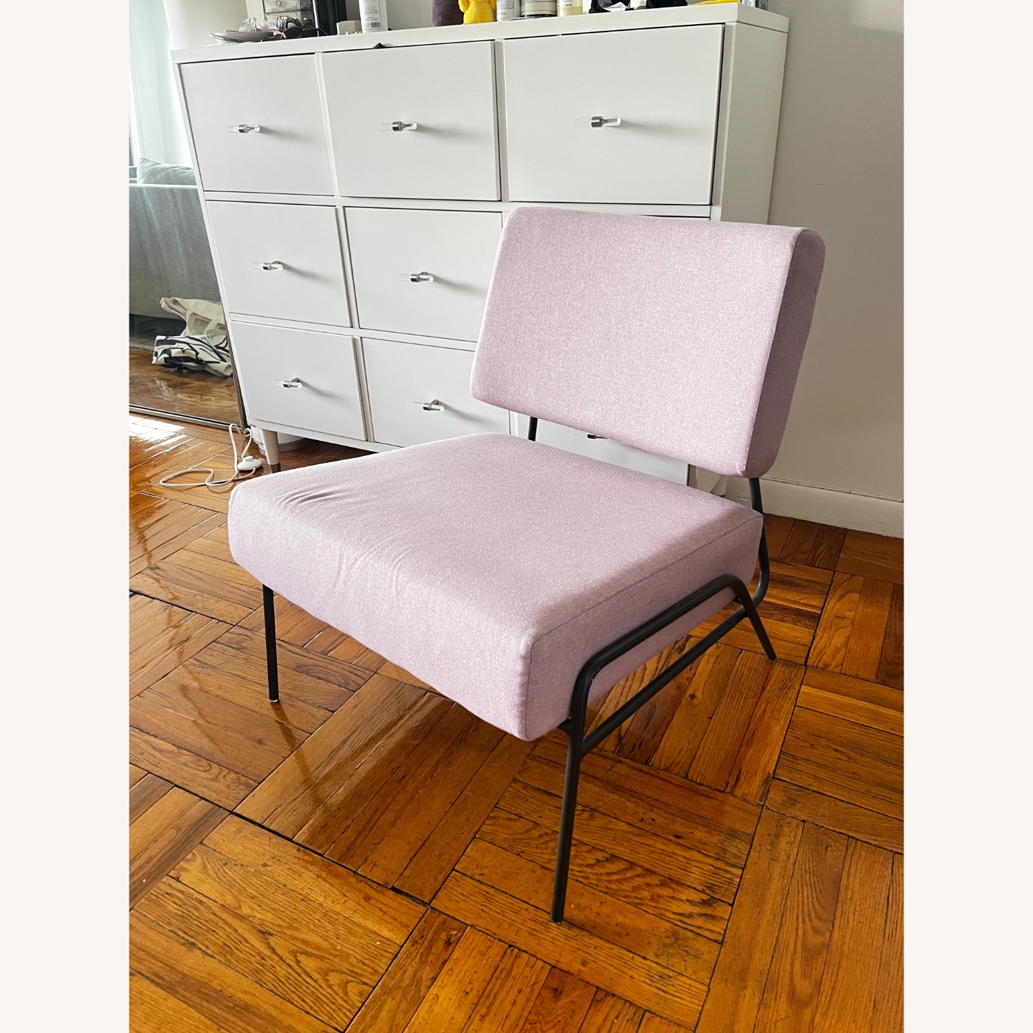 West Elm Wire Frame Slipper Chair Pink Grapefruit - image-1