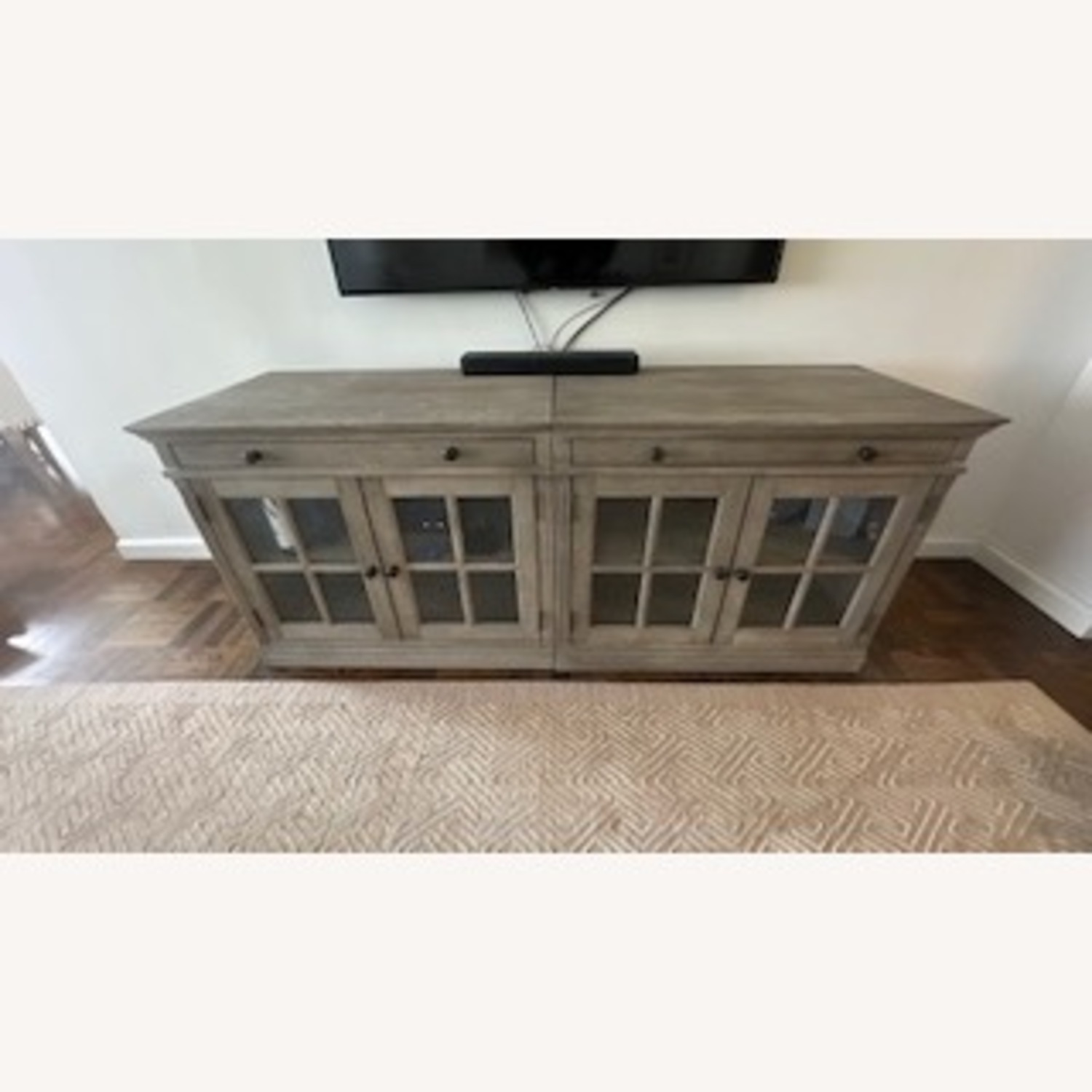 Pottery Barn Livingston Media Console Cabinets W Glass Doors - image-2