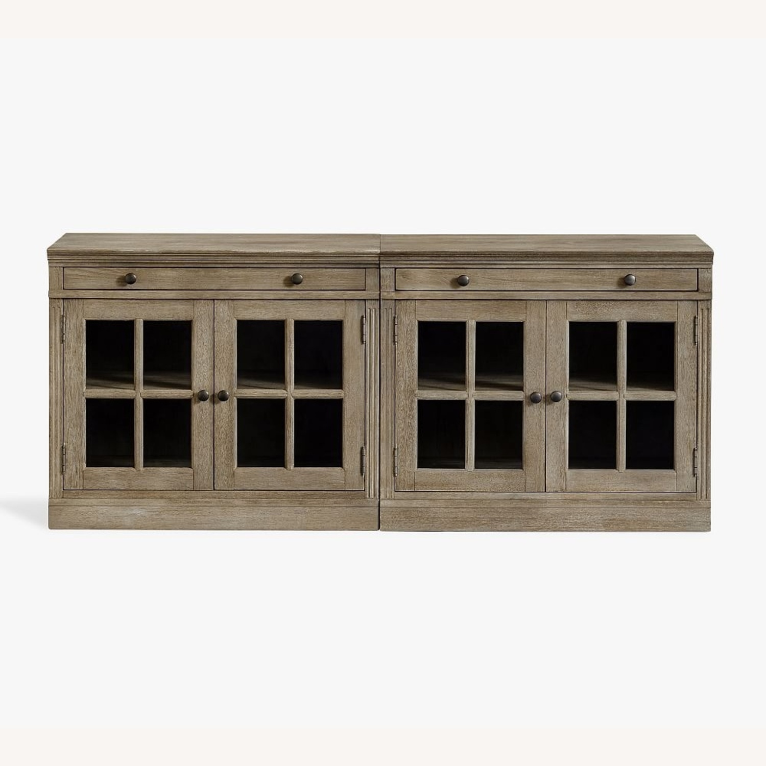 Pottery Barn Livingston Media Console Cabinets W Glass Doors - image-7