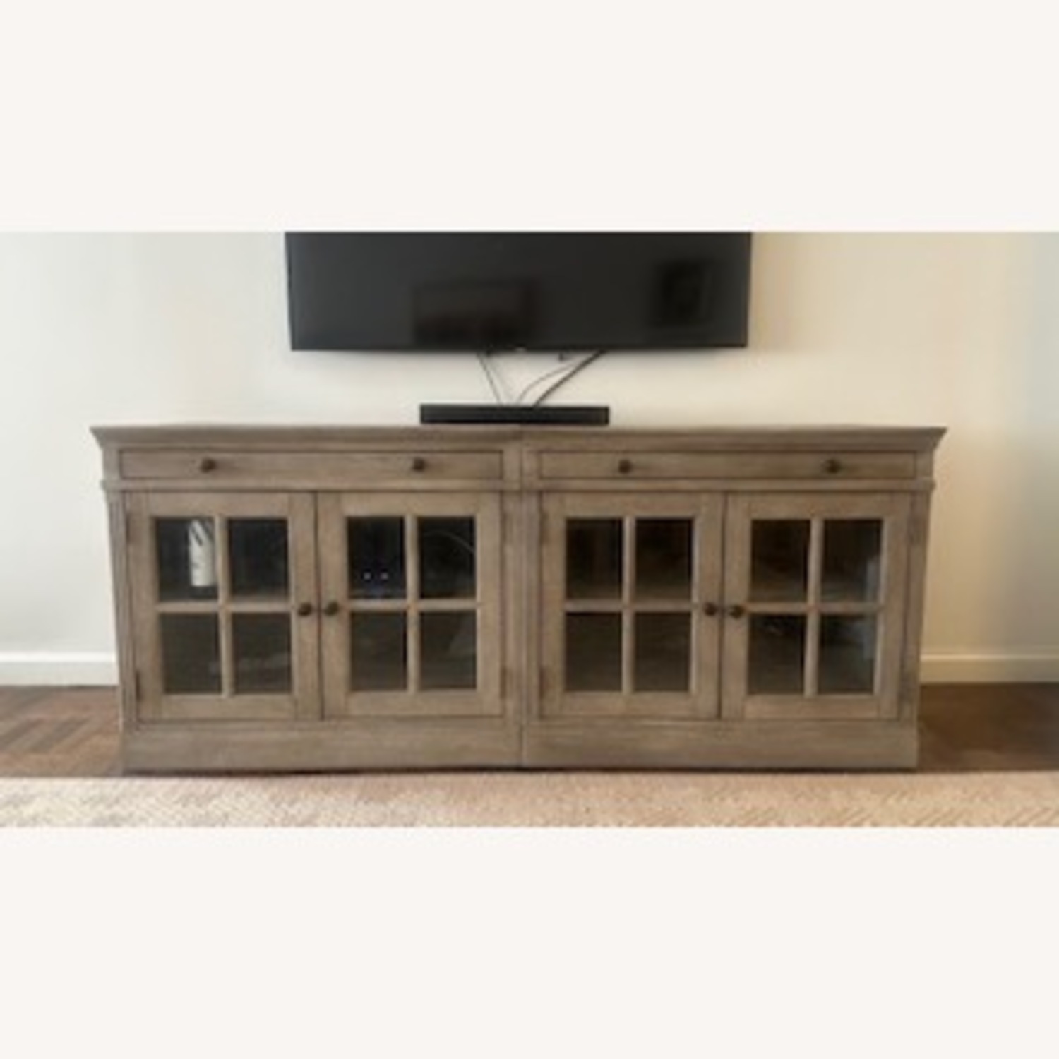 Pottery Barn Livingston Media Console Cabinets W Glass Doors - image-1