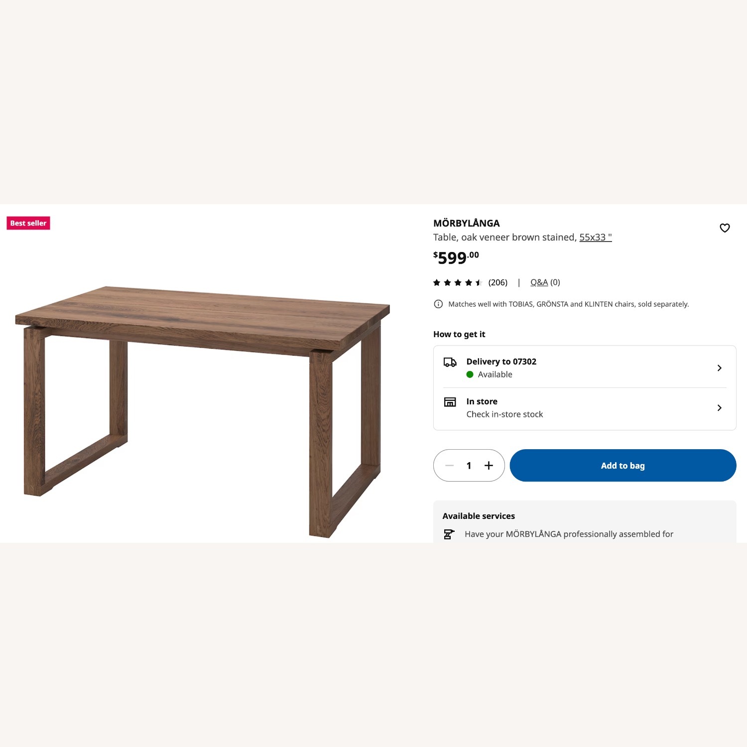 IKEA Morbylanga Walnut Wooden Table - image-2