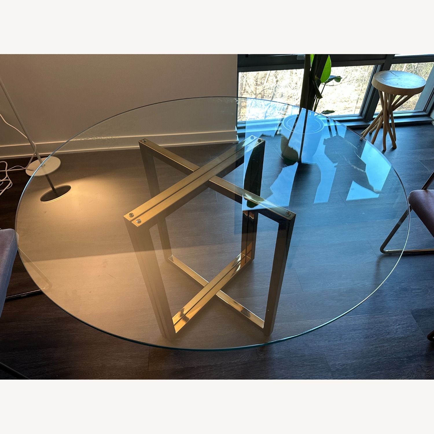 CB2 Silverado 47" Round Brass Dining Table  - image-3