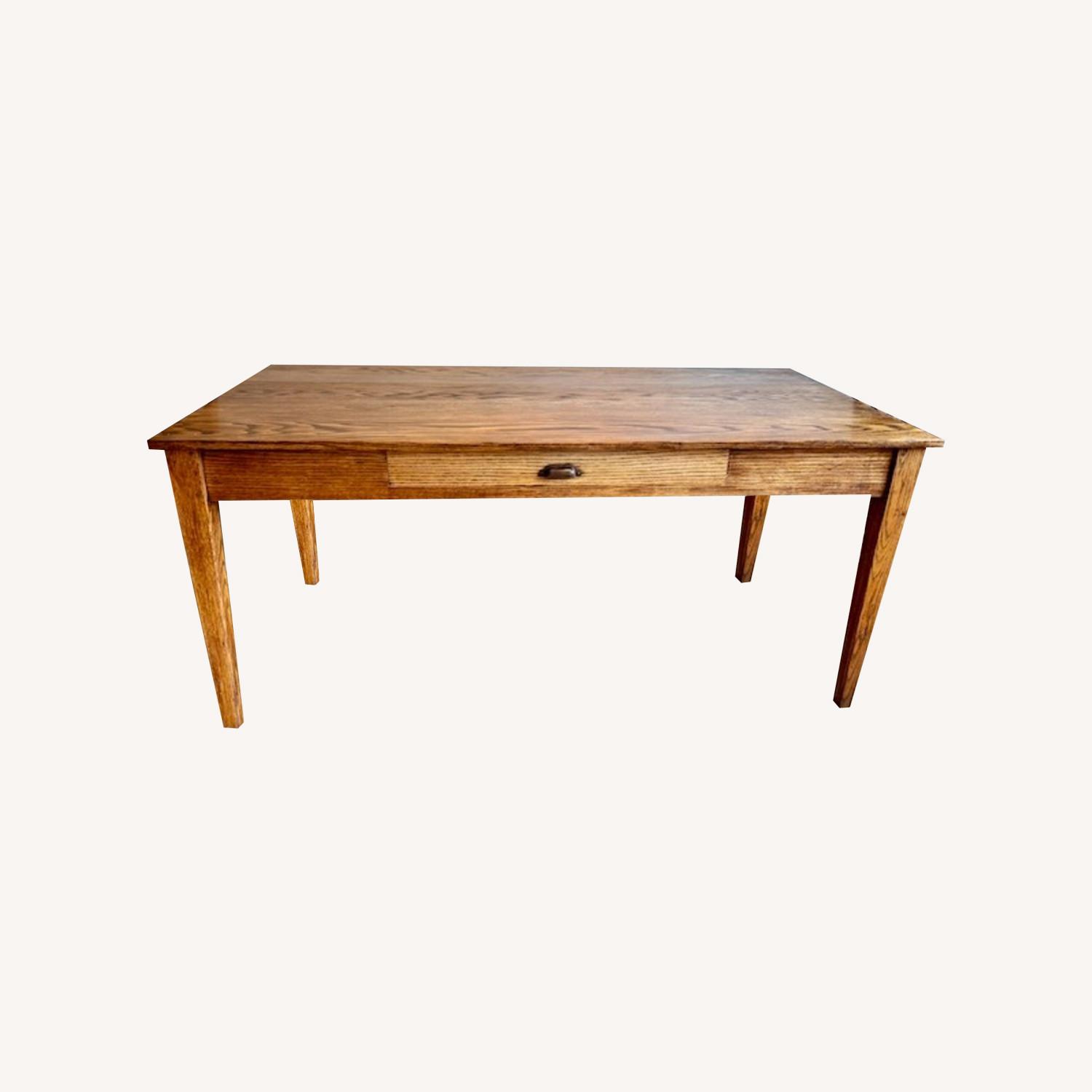 Large Oak Table with Drawer - image-0